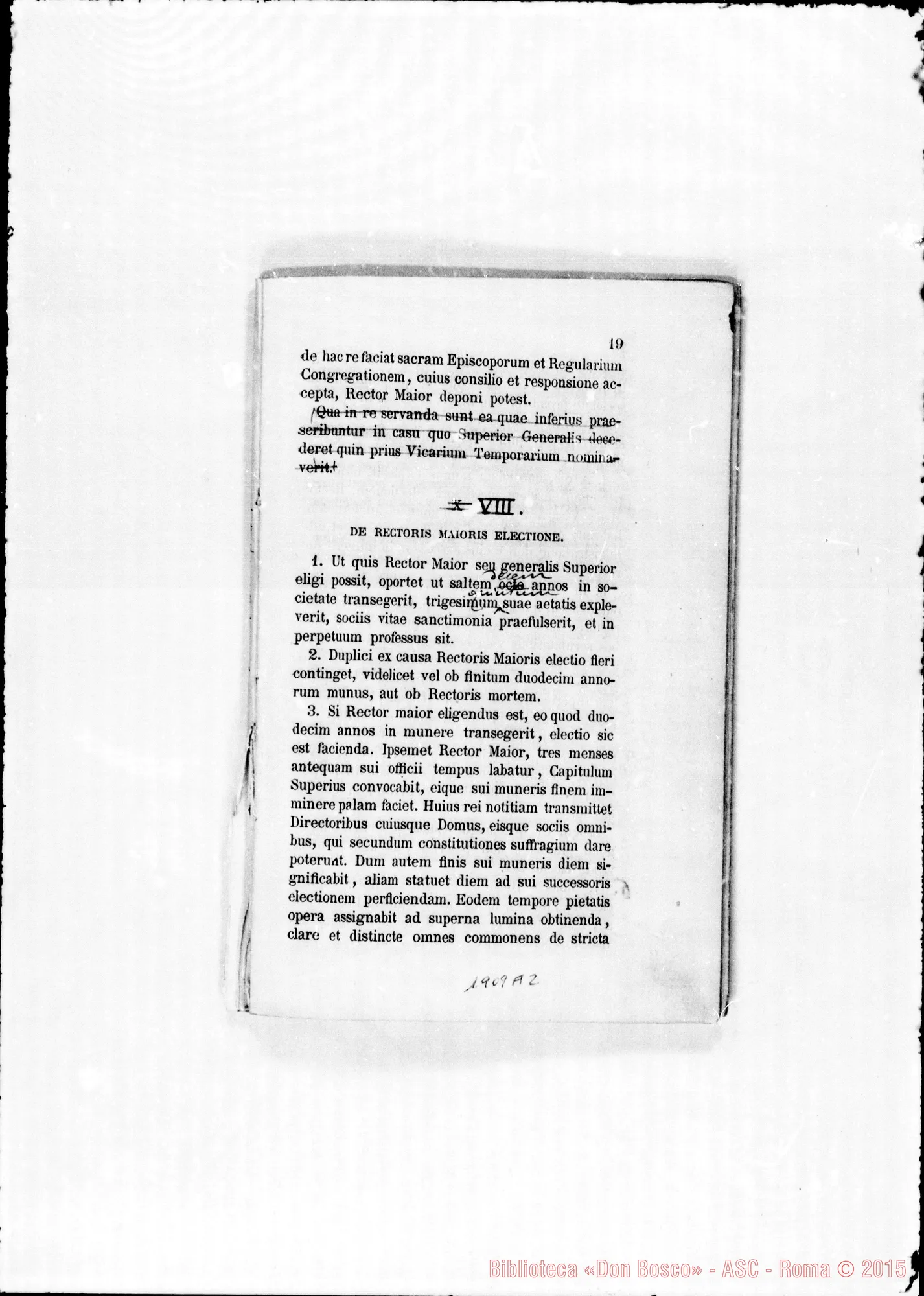 Fotogramma A 2 — Redazione stampata nel 1873 con annotaz. di D. Amedei