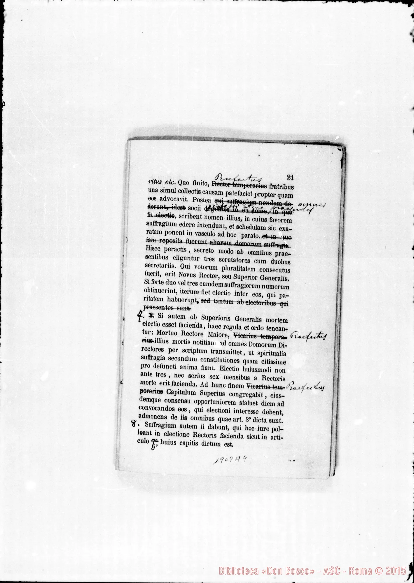 Fotogramma A 4 — Redazione stampata nel 1873 con annotaz. di D. Amedei