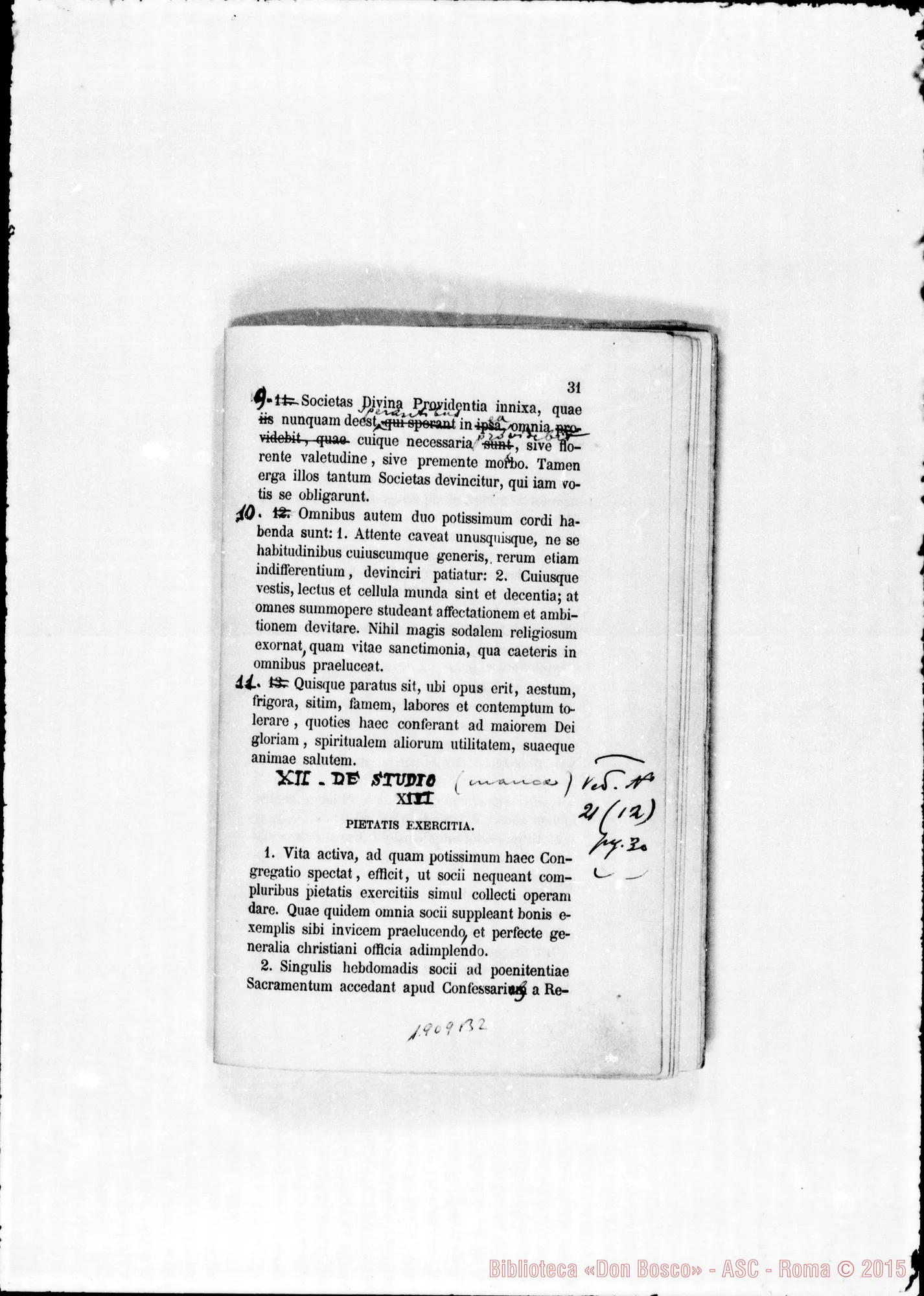 Fotogramma B 2 — Redazione stampata nel 1873 con annotaz. di D. Amedei