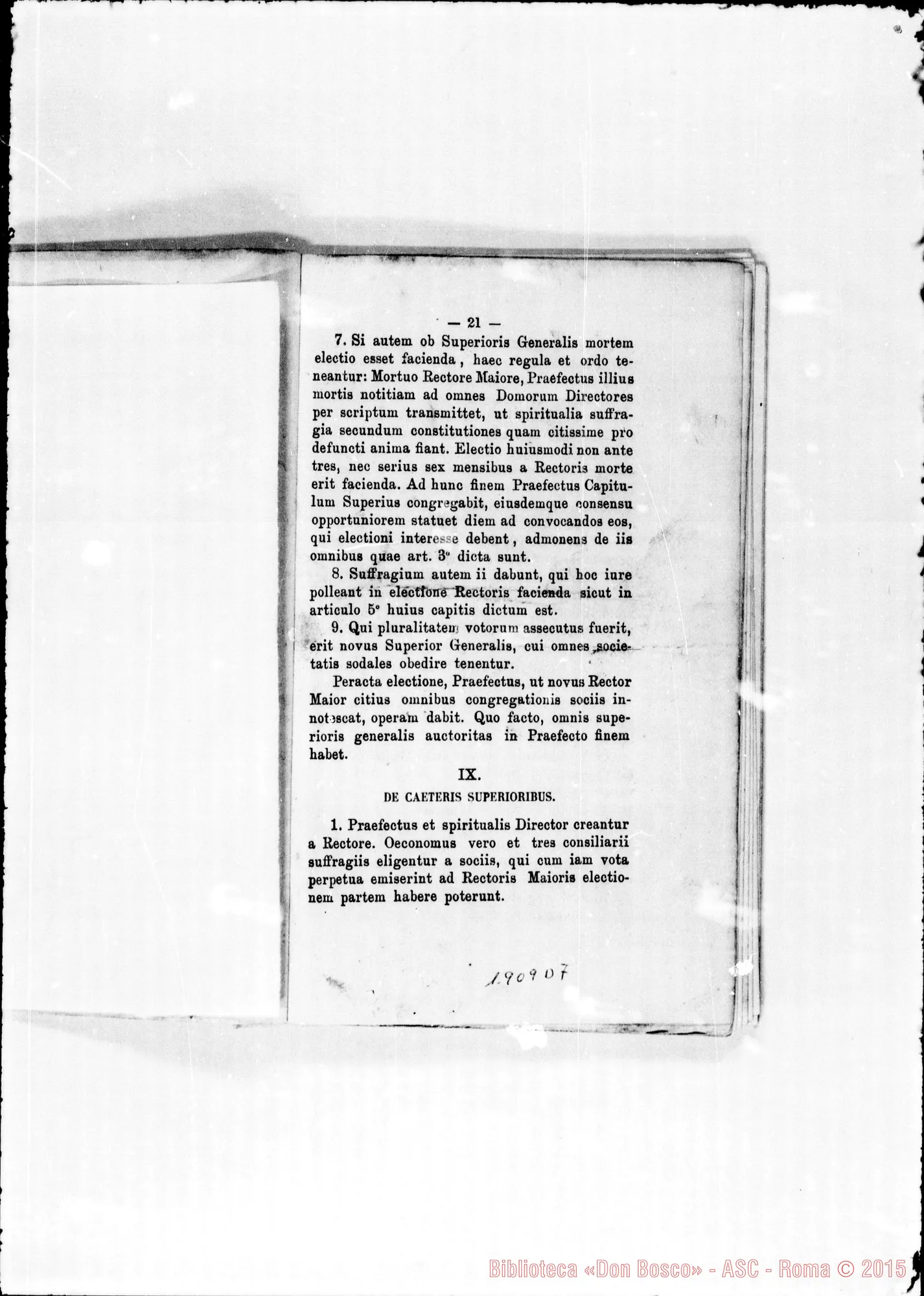 Fotogramma D 7 — Edizione latina stampata. Typis S.C. Prop. Fide. Correz. autogr. Bosco
