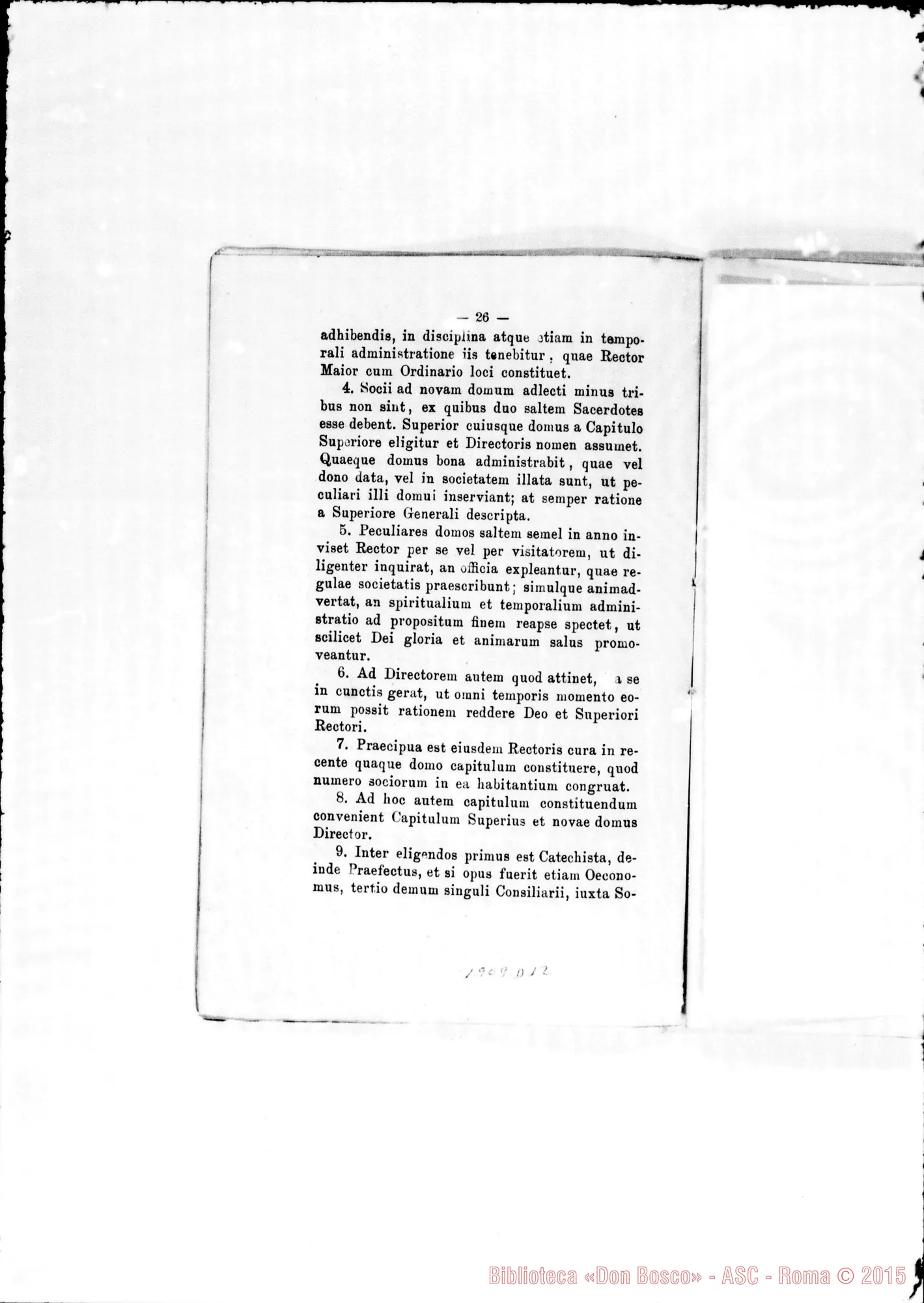 Fotogramma D 12 — Edizione latina stampata. Typis S.C. Prop. Fide. Correz. autogr. Bosco