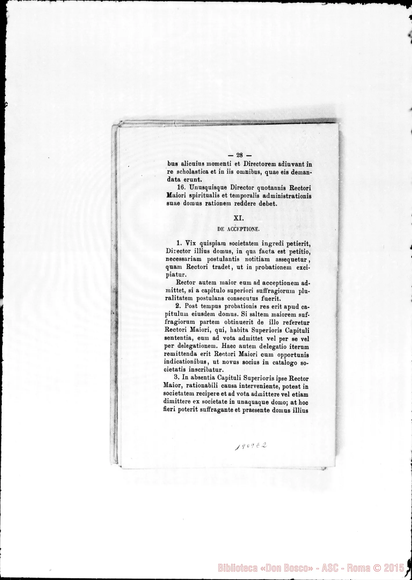 Fotogramma E 2 — Edizione latina stampata. Typis S.C. Prop. Fide. Correz. autogr. Bosco