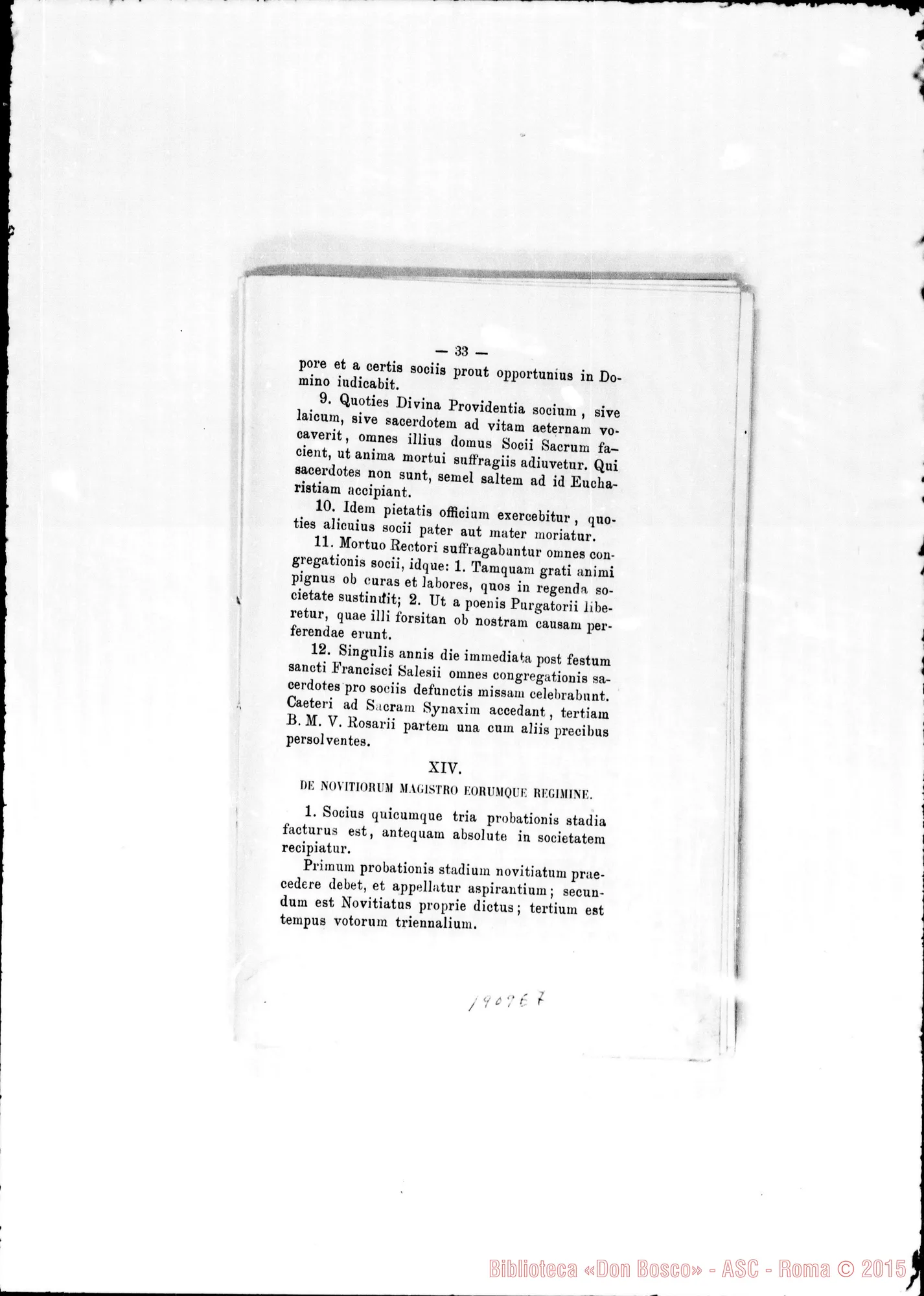 Fotogramma E 7 — Edizione latina stampata. Typis S.C. Prop. Fide. Correz. autogr. Bosco