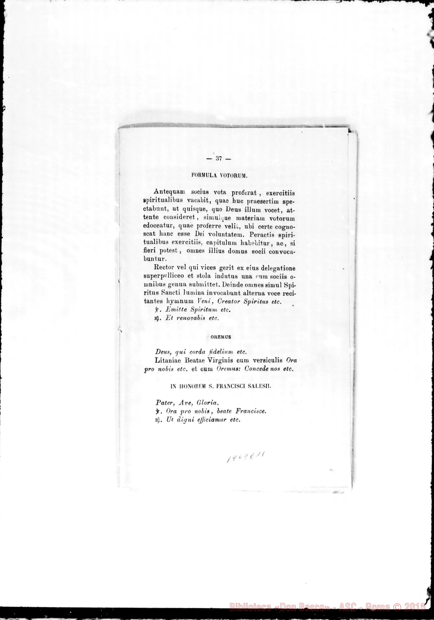 Fotogramma E 11 — Edizione latina stampata. Typis S.C. Prop. Fide. Correz. autogr. Bosco