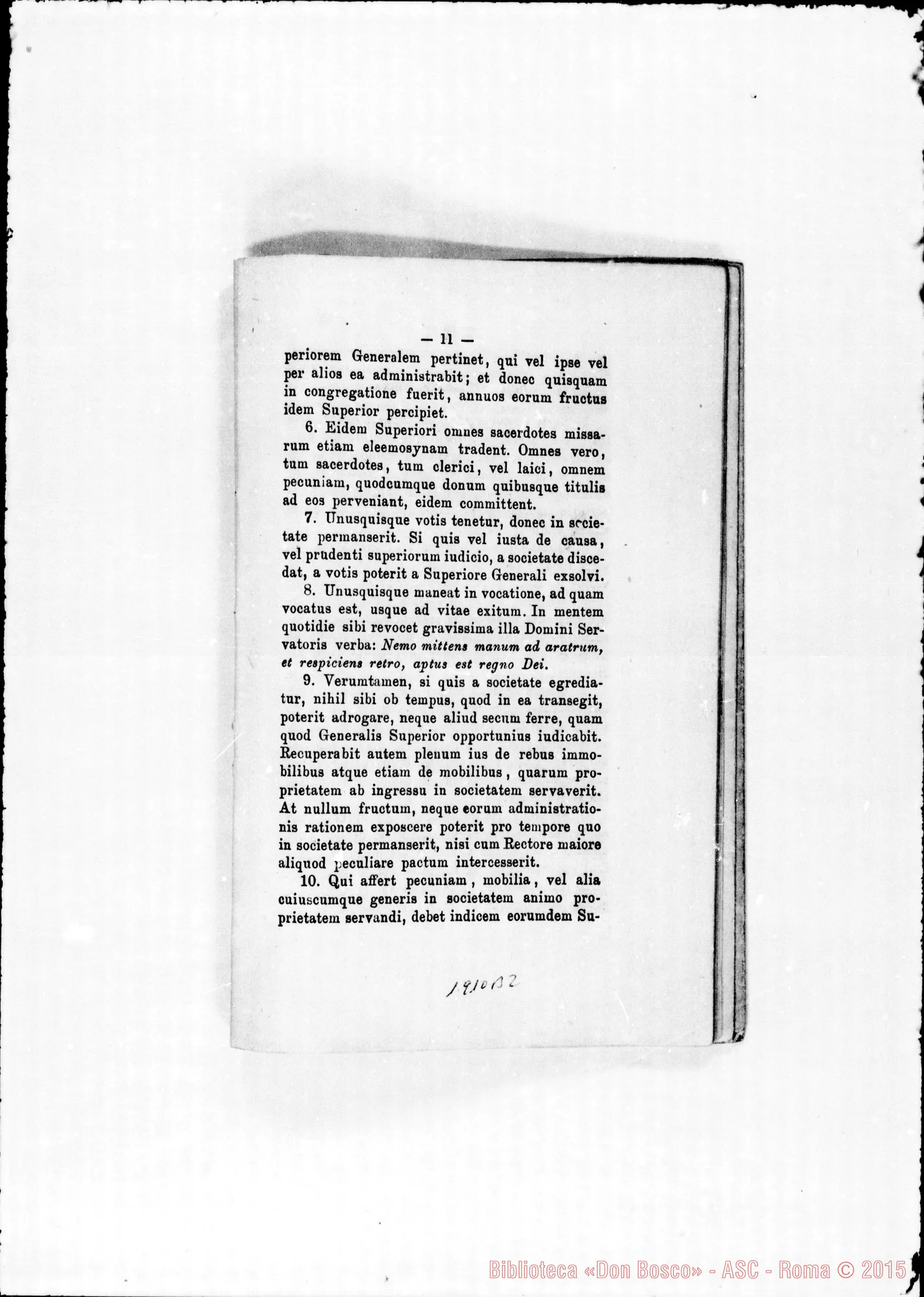 Fotogramma B 2 — Edizione latina stampata. Typis S.C. Prop. Fide. Annotaz. Amedei