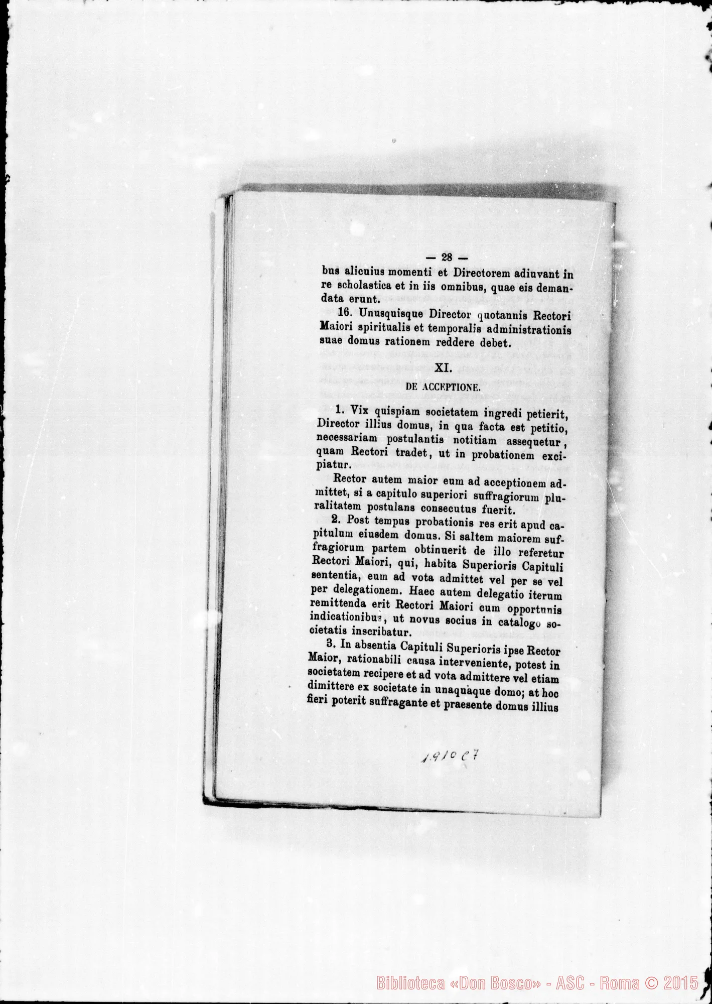 Fotogramma C 7 — Edizione latina stampata. Typis S.C. Prop. Fide. Annotaz. Amedei
