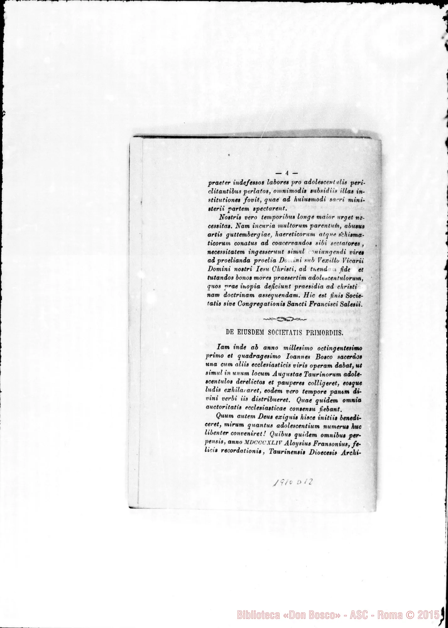 Fotogramma D 12 — Edizione latina stampata. Ms. in copertina
