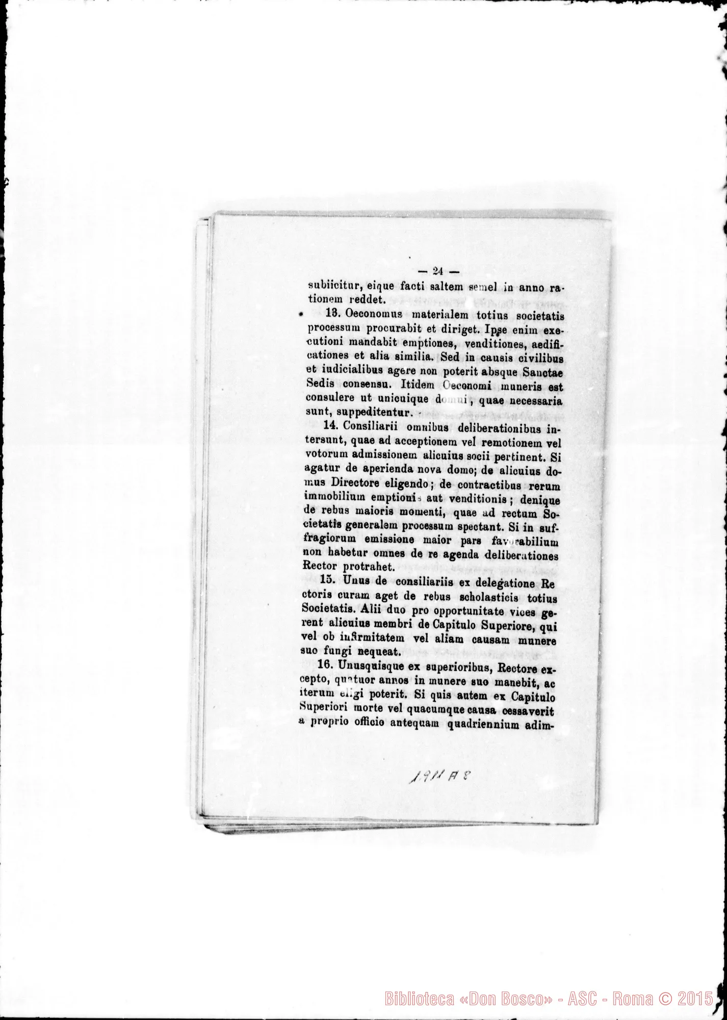 Fotogramma A 8 — Edizione latina stampata. Ms. in copertina