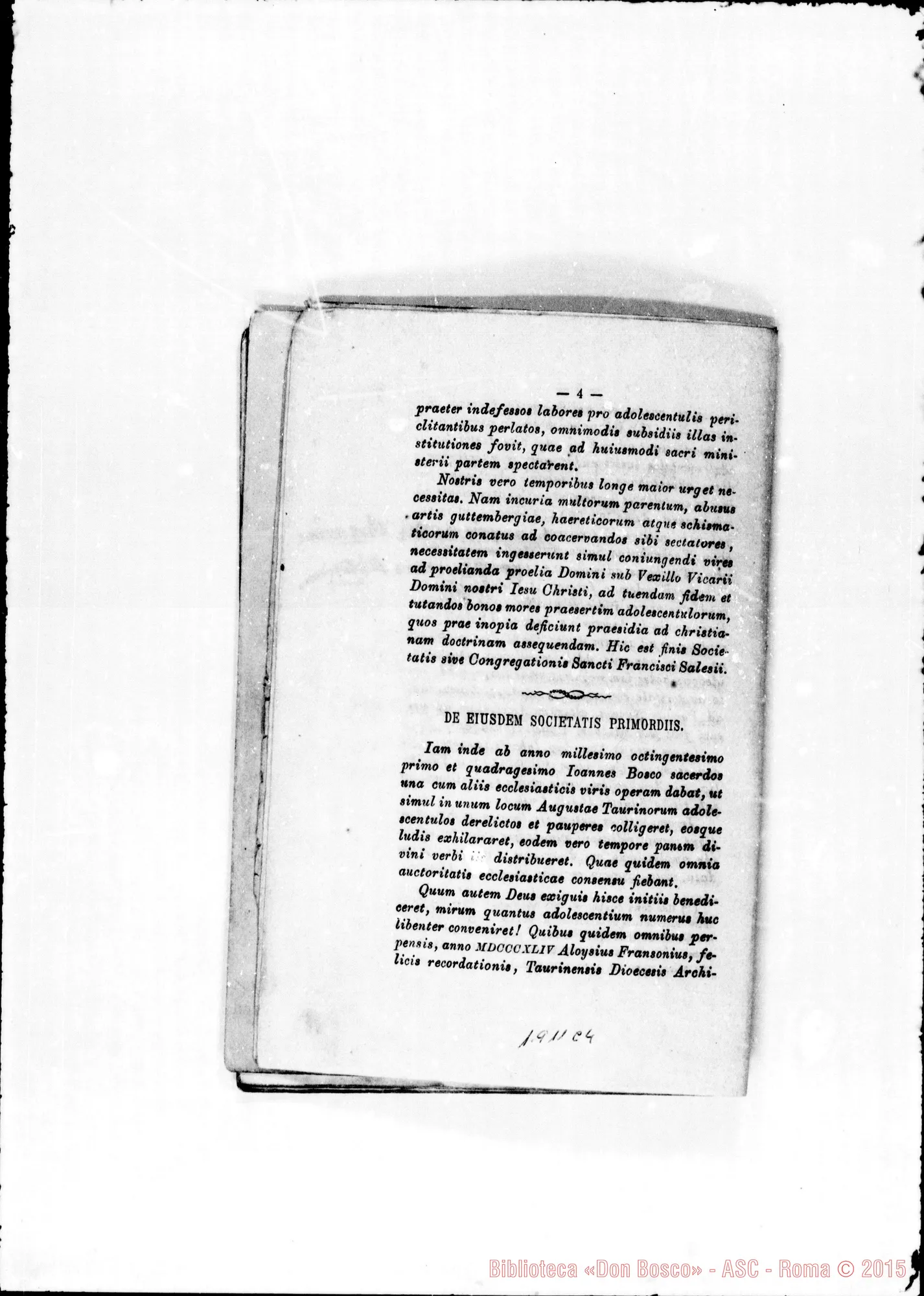 Fotogramma C 4 — Edizione latina stampata. Correzioni ms.