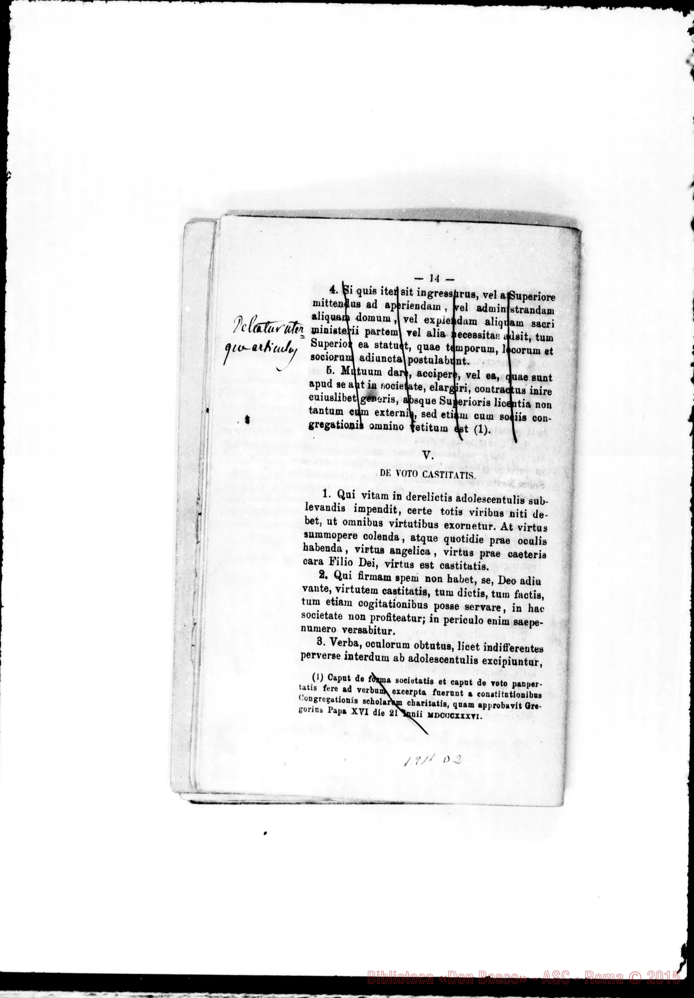 Fotogramma D 2 — Edizione latina stampata. Correzioni ms.