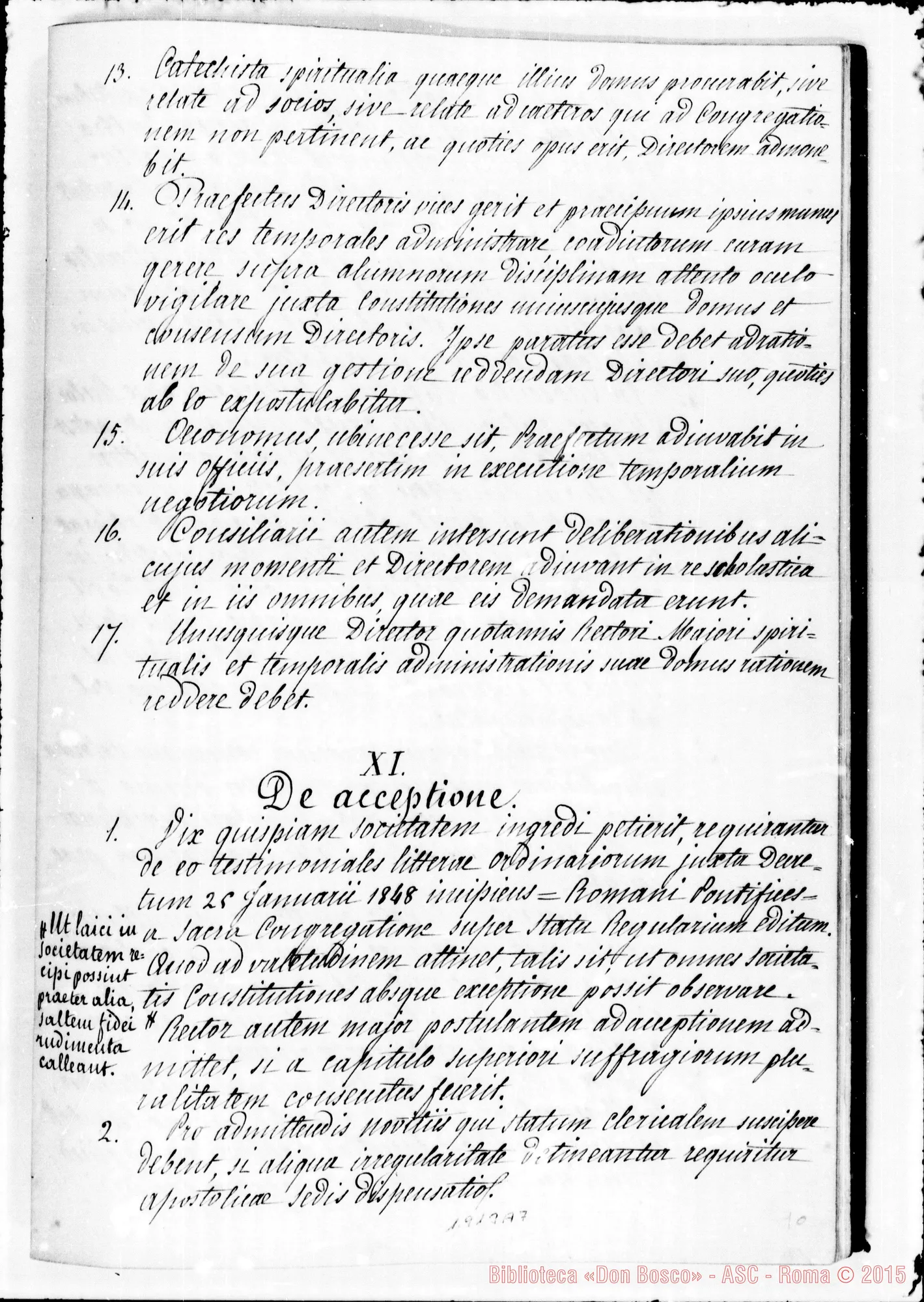 Fotogramma A 7 — REDAZIONE LATINA MS. APPROVATA DALLA SANTA SEDE CON DECRETO del 13-4-1874 della S.C. dei VV. E RR. Firma autogr. Card. Bizarri. Ms. Berto