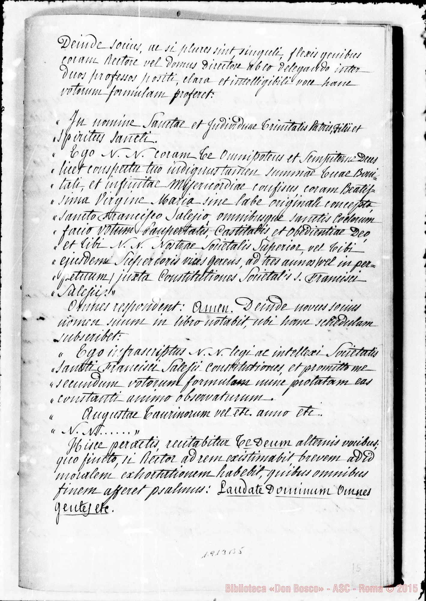 Fotogramma B 5 — REDAZIONE LATINA MS. APPROVATA DALLA SANTA SEDE CON DECRETO del 13-4-1874 della S.C. dei VV. E RR. Firma autogr. Card. Bizarri. Ms. Berto