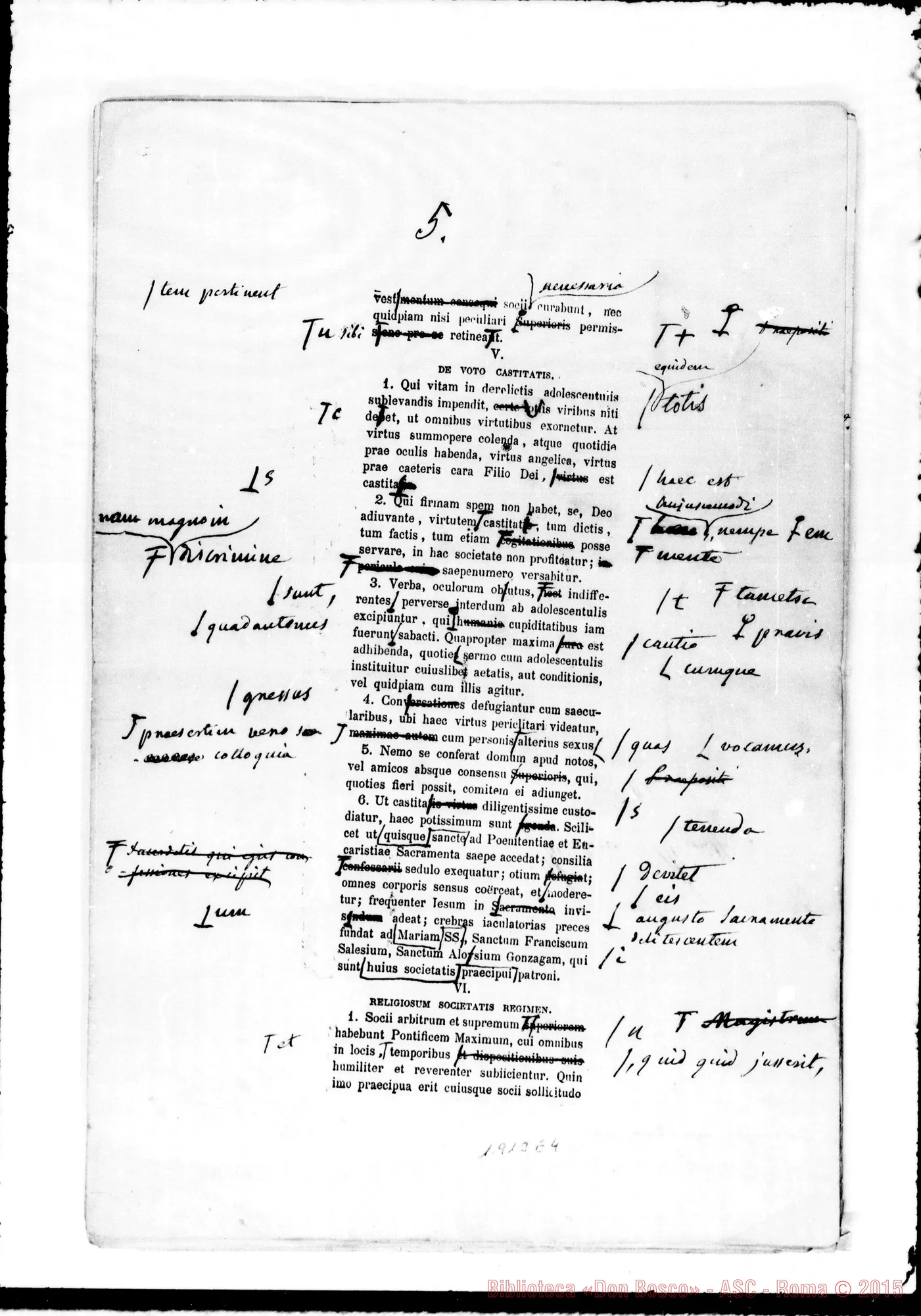 Fotogramma E 4 — «Regulae seu Constitutiones». Bozze con correz. E aggiunte autogr. Bosco