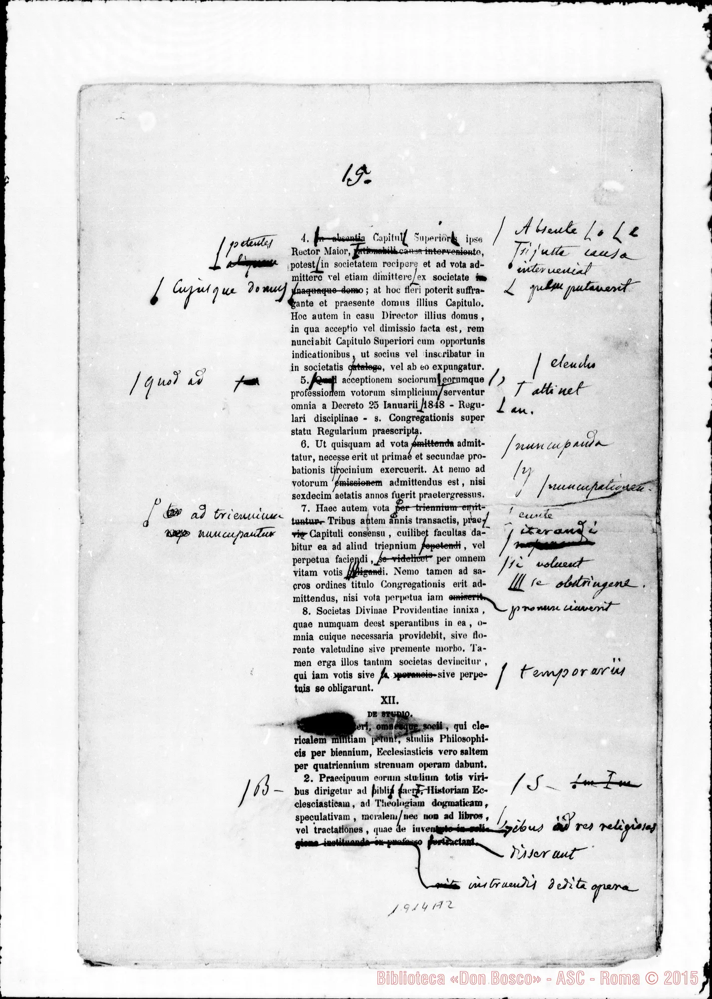 Fotogramma A 2 — «Regulae seu Constitutiones». Bozze con correz. E aggiunte autogr. Bosco