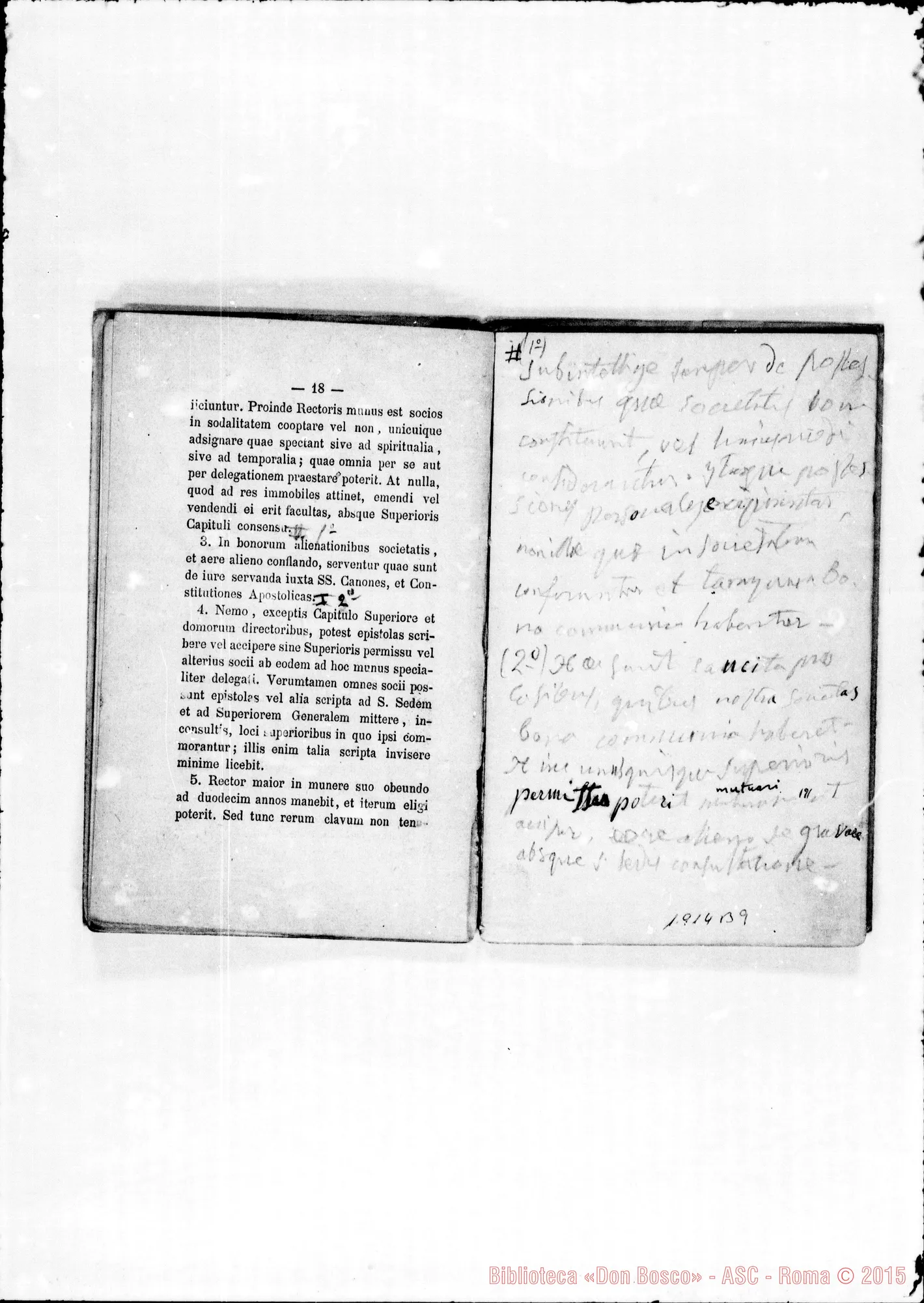 Fotogramma B 9 — «Regulae seu Constitutiones». Postille E correz. autogr. Bosco E Bonetti