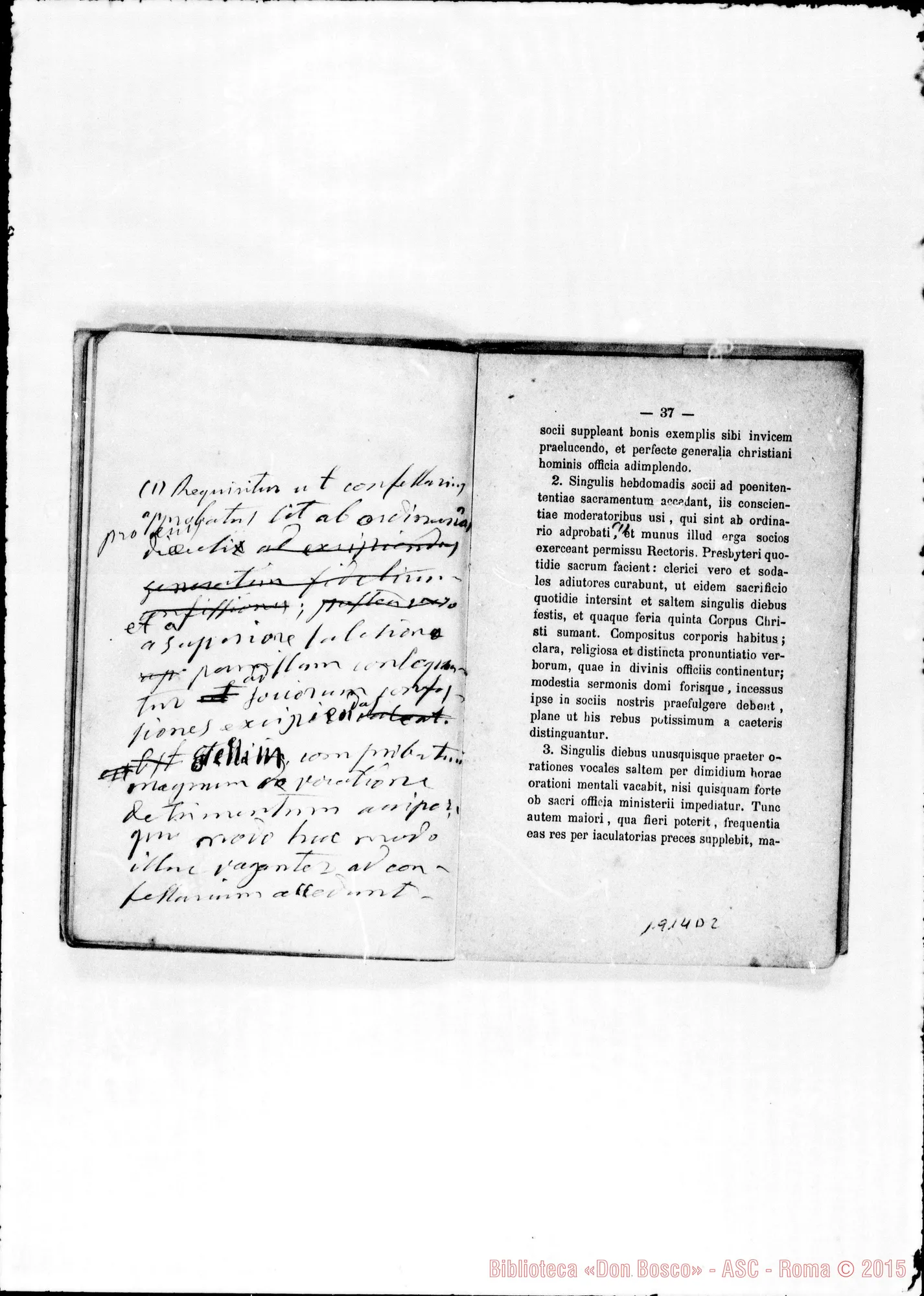 Fotogramma D 2 — «Regulae seu Constitutiones». Postille E correz. autogr. Bosco E Bonetti
