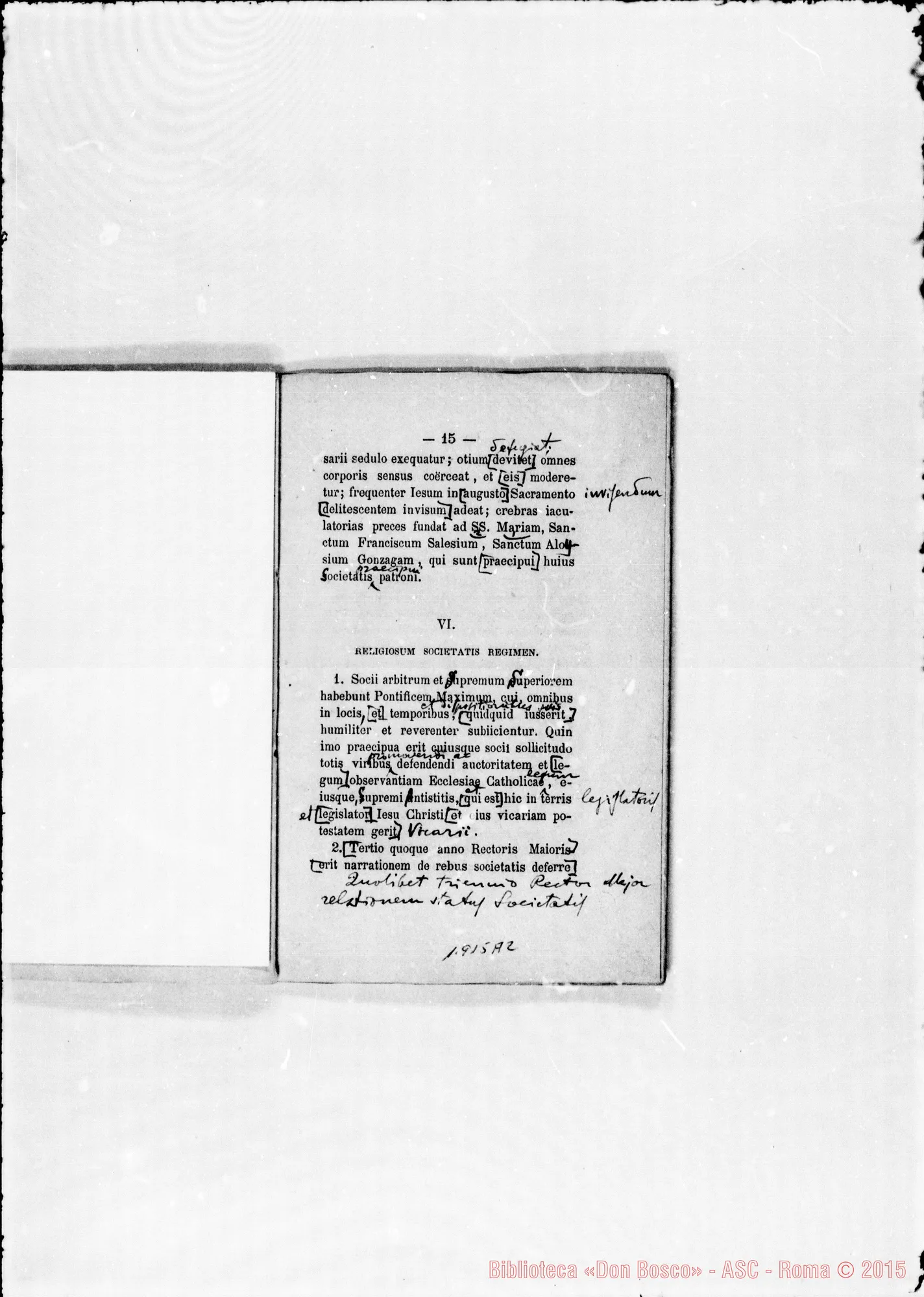 Fotogramma A 2 — «Regulae seu Constitutiones», con postille di Amedei