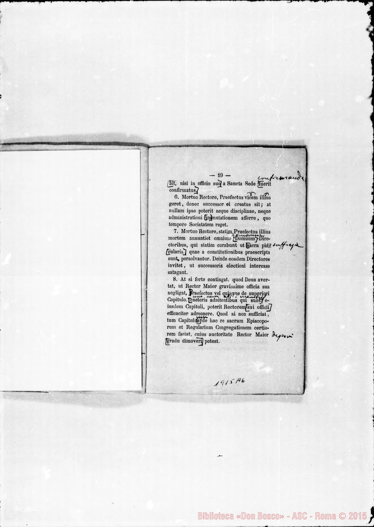 Fotogramma A 6 — «Regulae seu Constitutiones», con postille di Amedei
