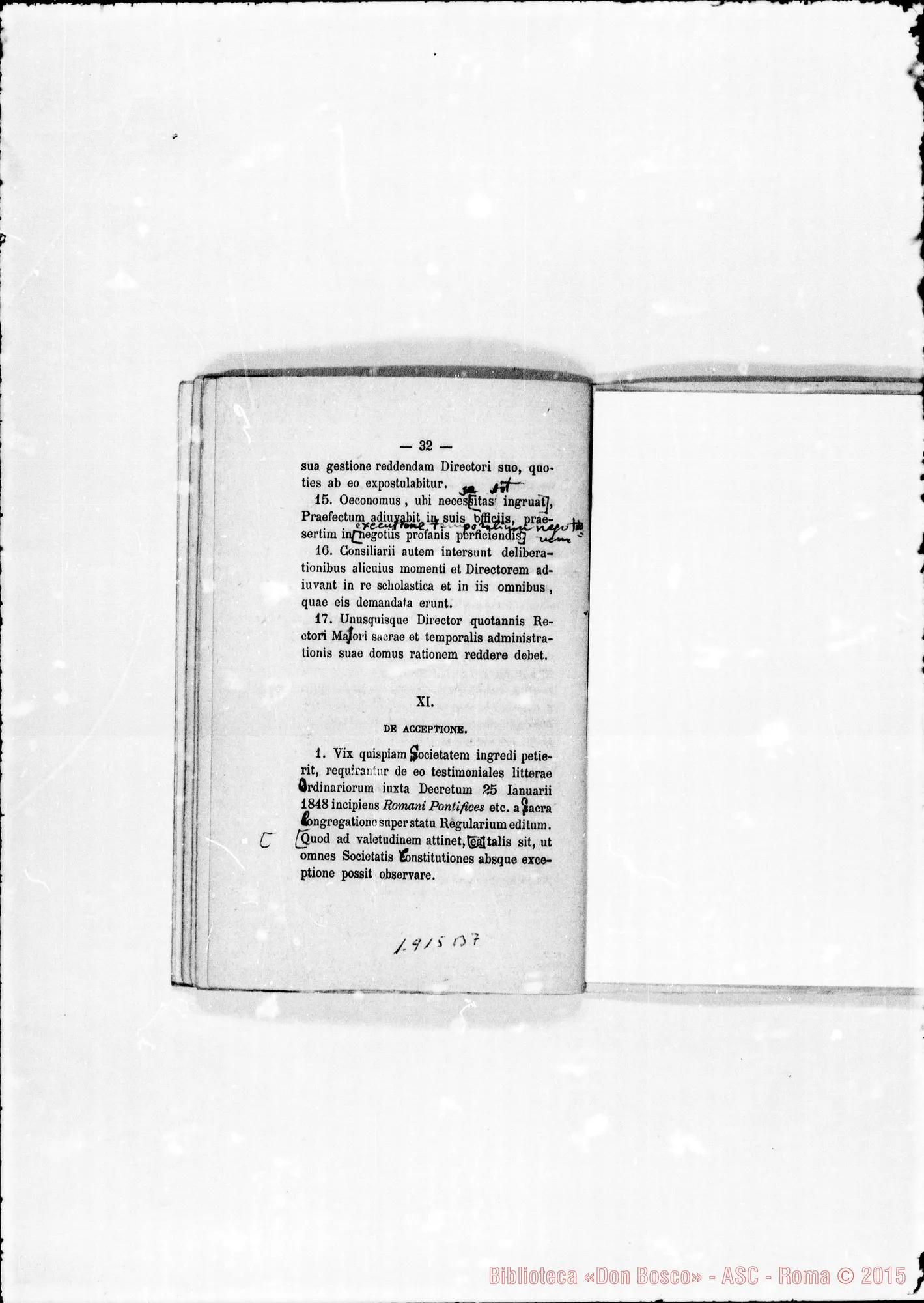 Fotogramma B 7 — «Regulae seu Constitutiones», con postille di Amedei