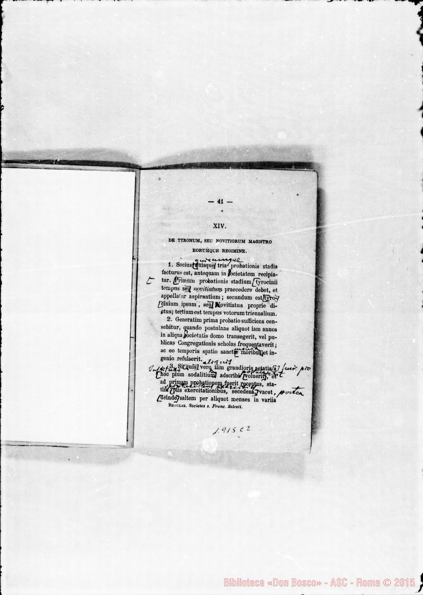 Fotogramma C 2 — «Regulae seu Constitutiones», con postille di Amedei