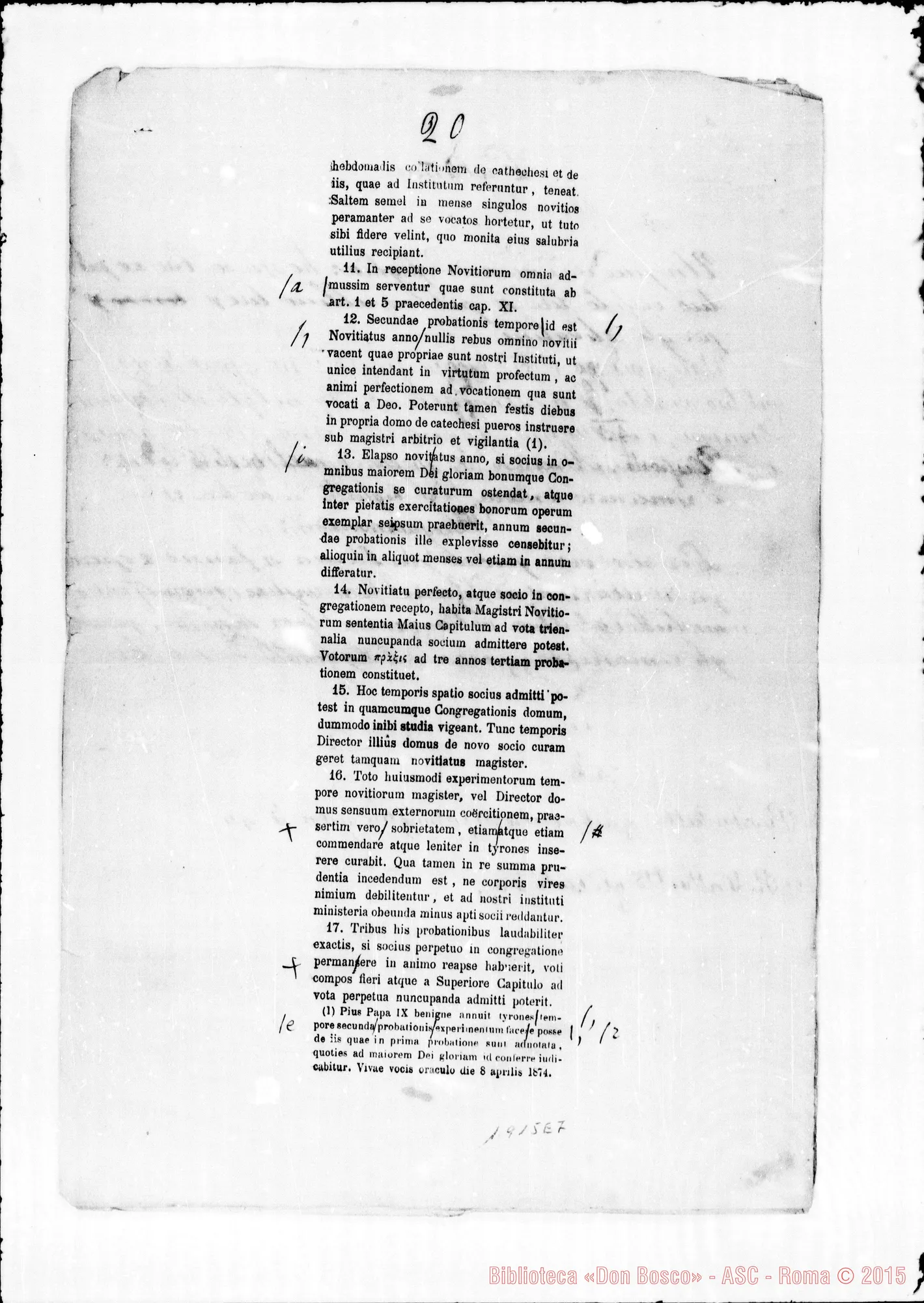 Fotogramma E 7 — «Regulae seu Constitutiones». Bozze con correz. E aggiunte autogr. Bosco