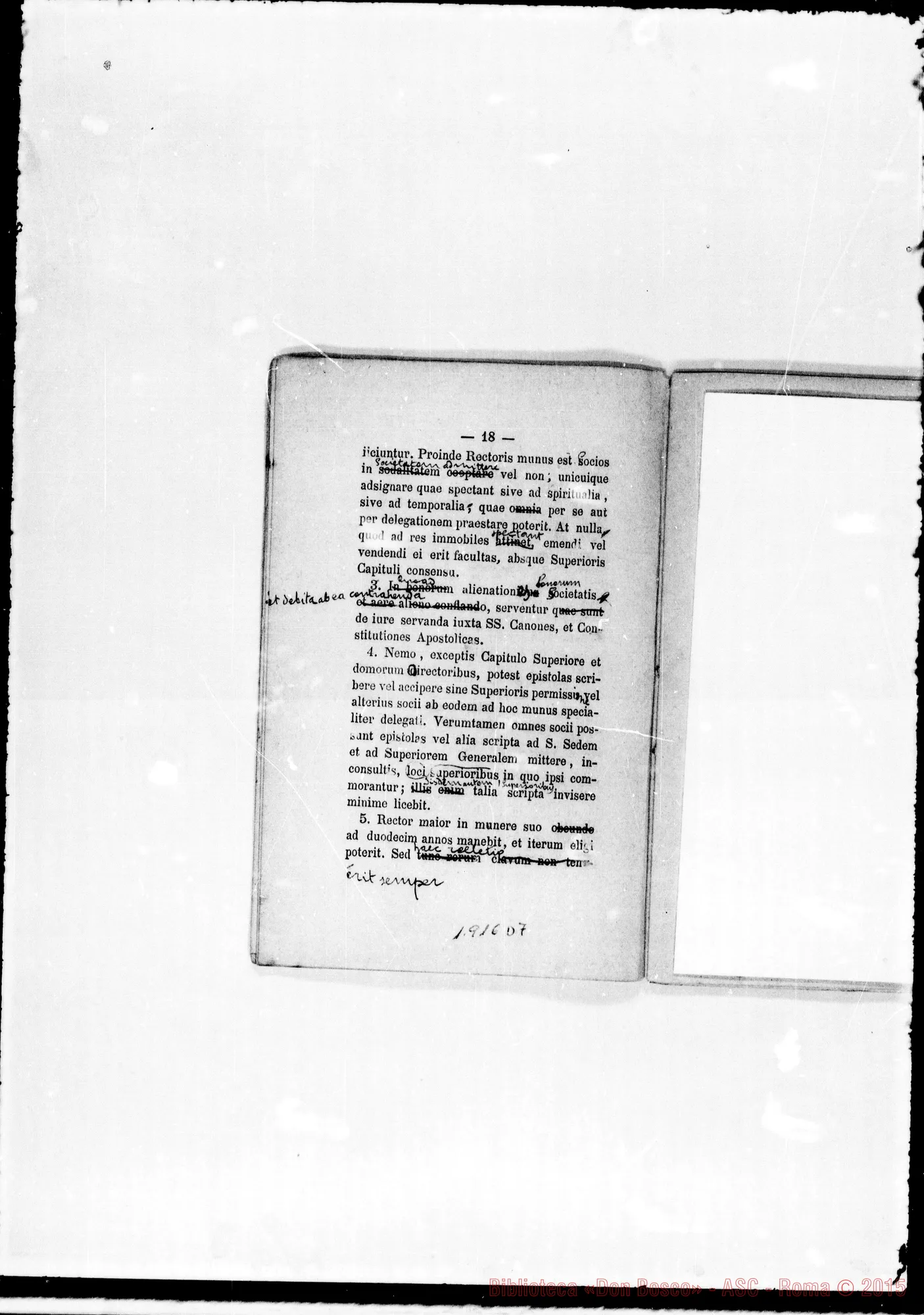 Fotogramma D 7 — «Regulae seu Constitutiones». Stampato con correz. ms.