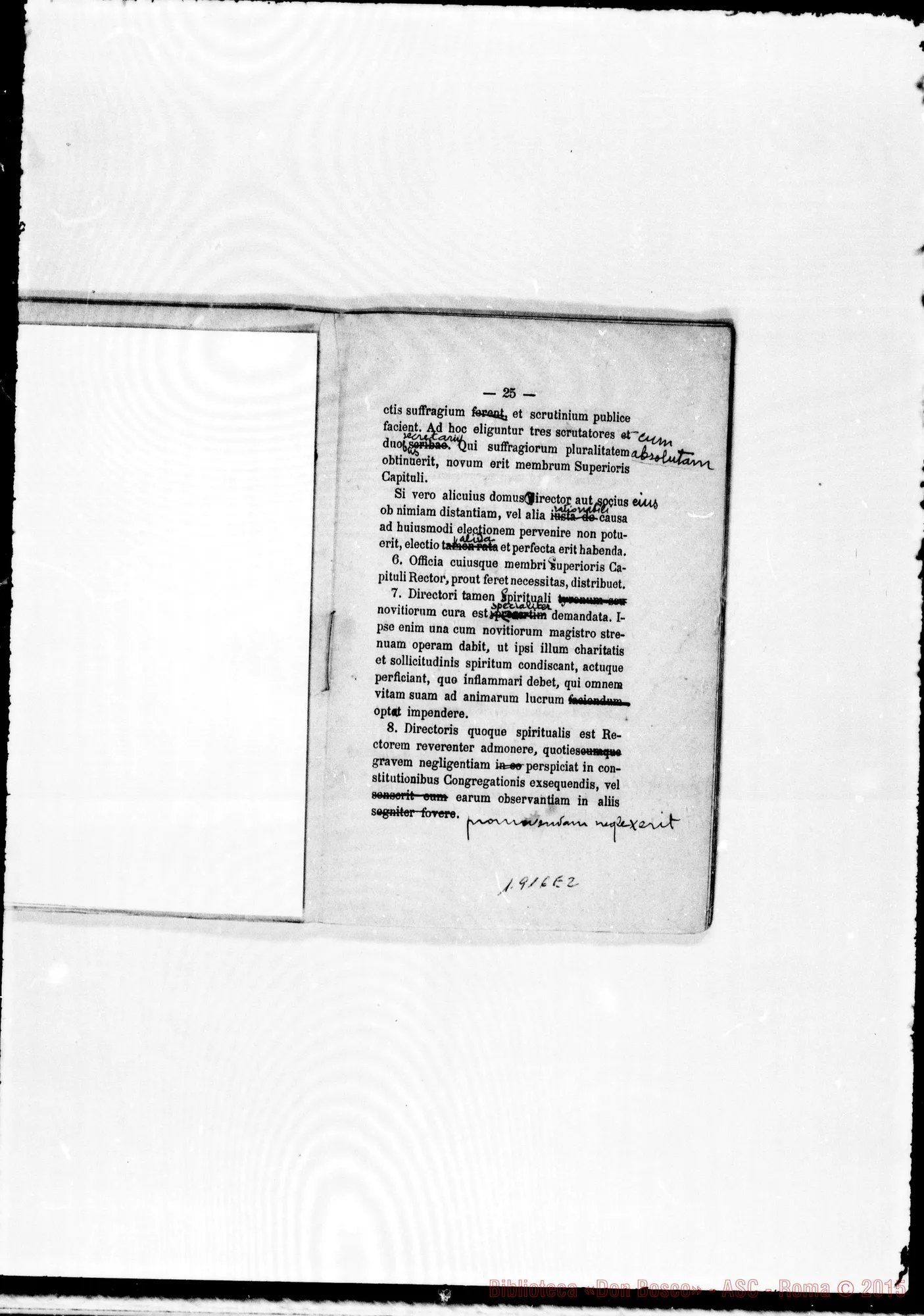 Fotogramma E 2 — «Regulae seu Constitutiones». Stampato con correz. ms.