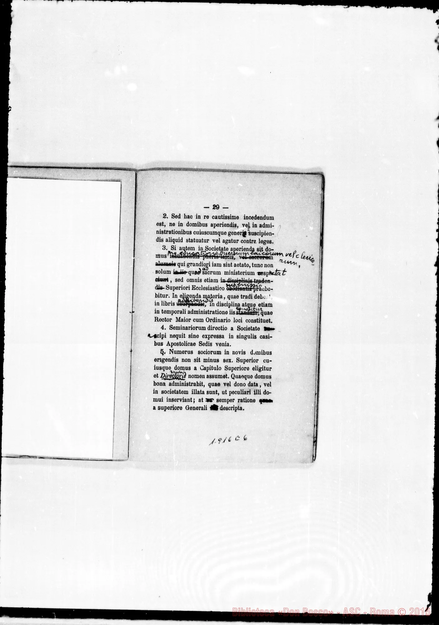 Fotogramma E 6 — «Regulae seu Constitutiones». Stampato con correz. ms.