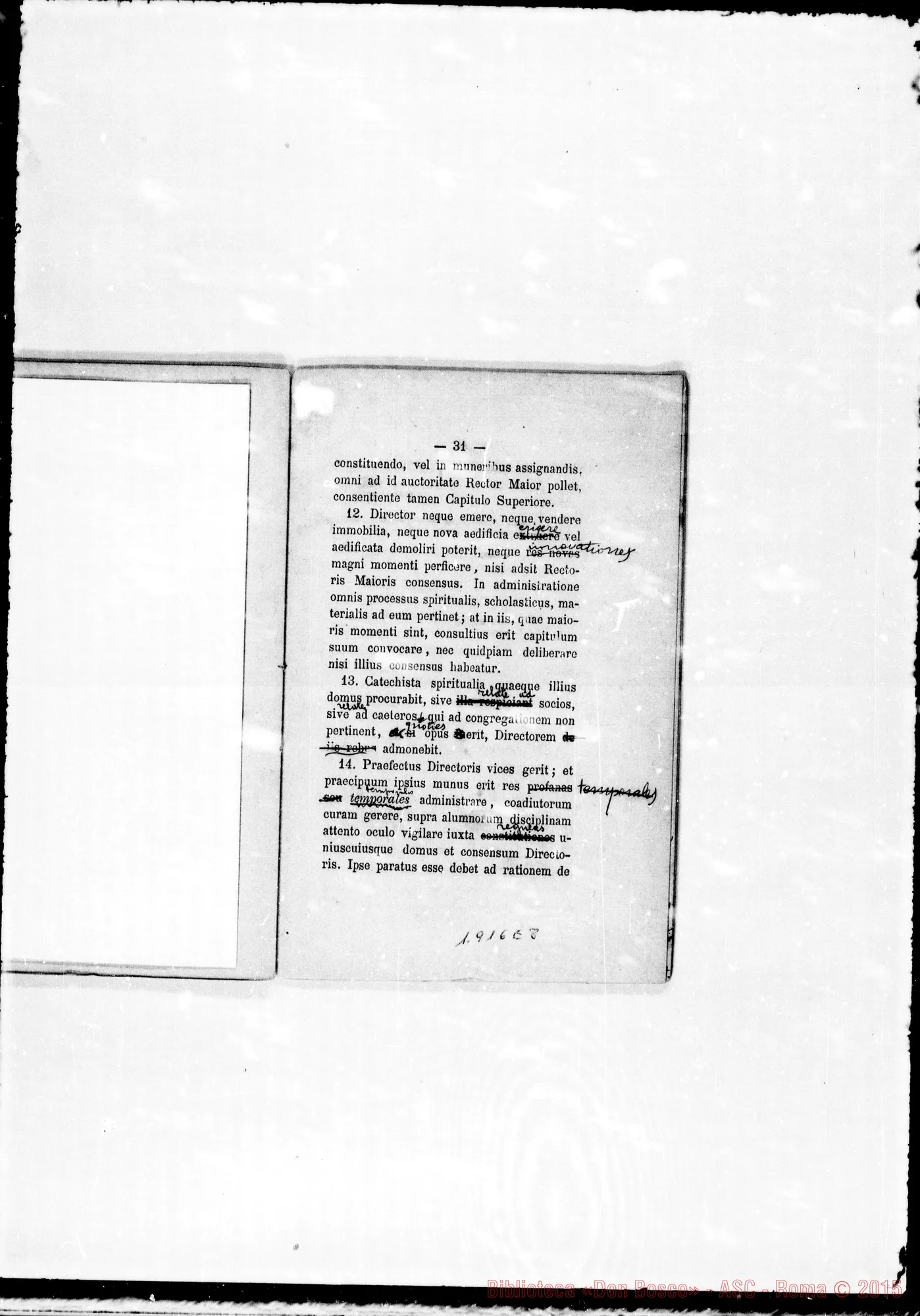 Fotogramma E 8 — «Regulae seu Constitutiones». Stampato con correz. ms.