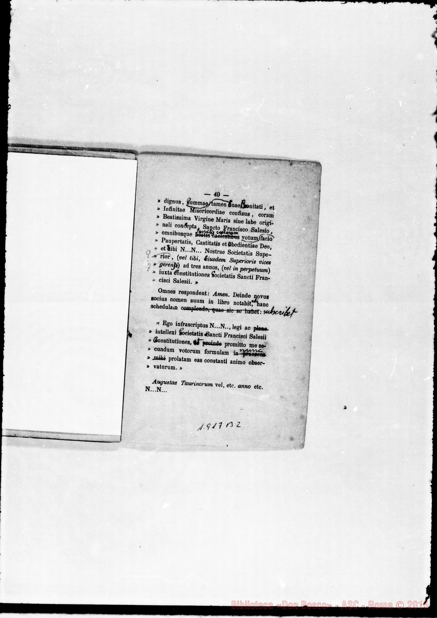 Fotogramma B 2 — «Regulae seu Constitutiones». Stampato con correz. ms.