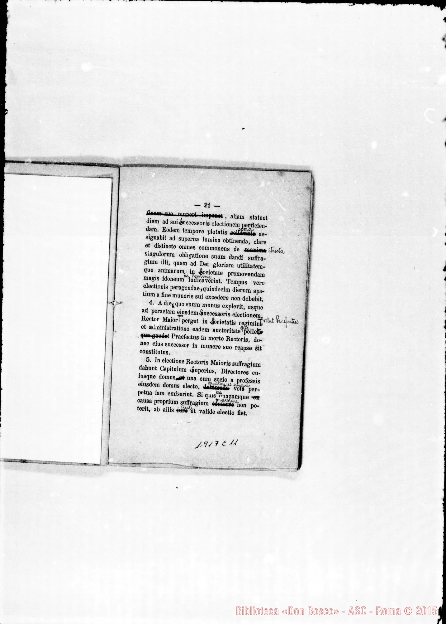 Fotogramma C 11 — «Regulae seu Constitutiones». Stampato con correz. ms.