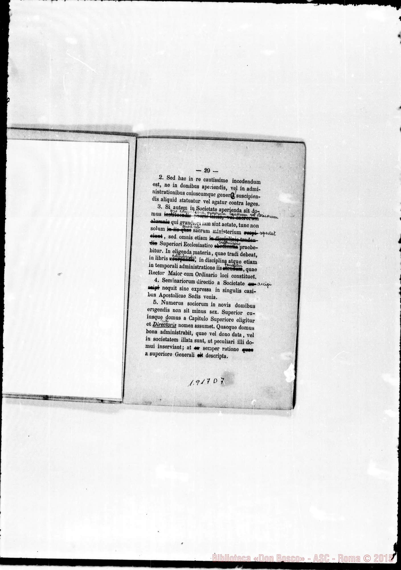 Fotogramma D 7 — «Regulae seu Constitutiones». Stampato con correz. ms.