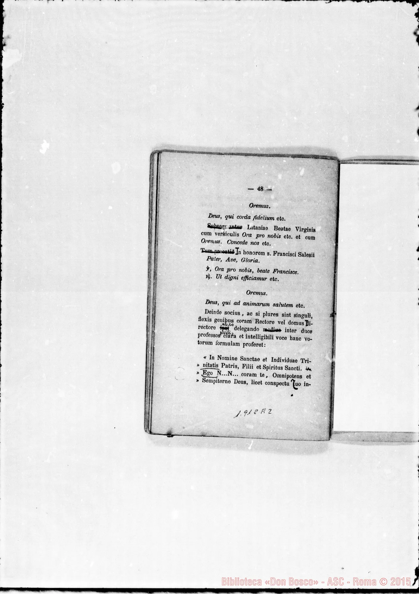 Fotogramma A 2 — «Regulae seu Constitutiones». Stampato con correz. ms.