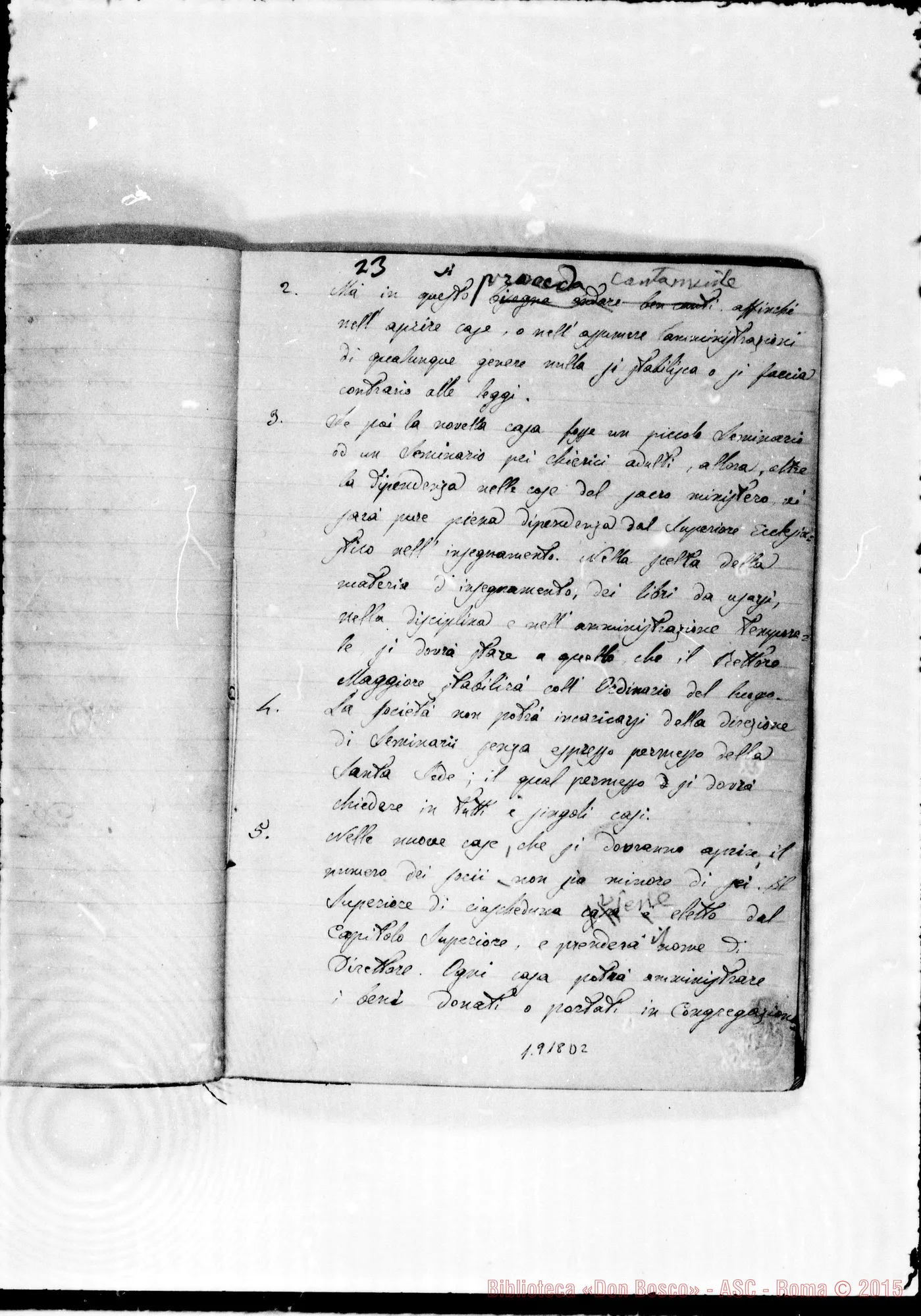 Fotogramma D 2 — UNA PRIMA TRADUZIONE ITALIANA. Ms. con correz. autogr. Bosco
