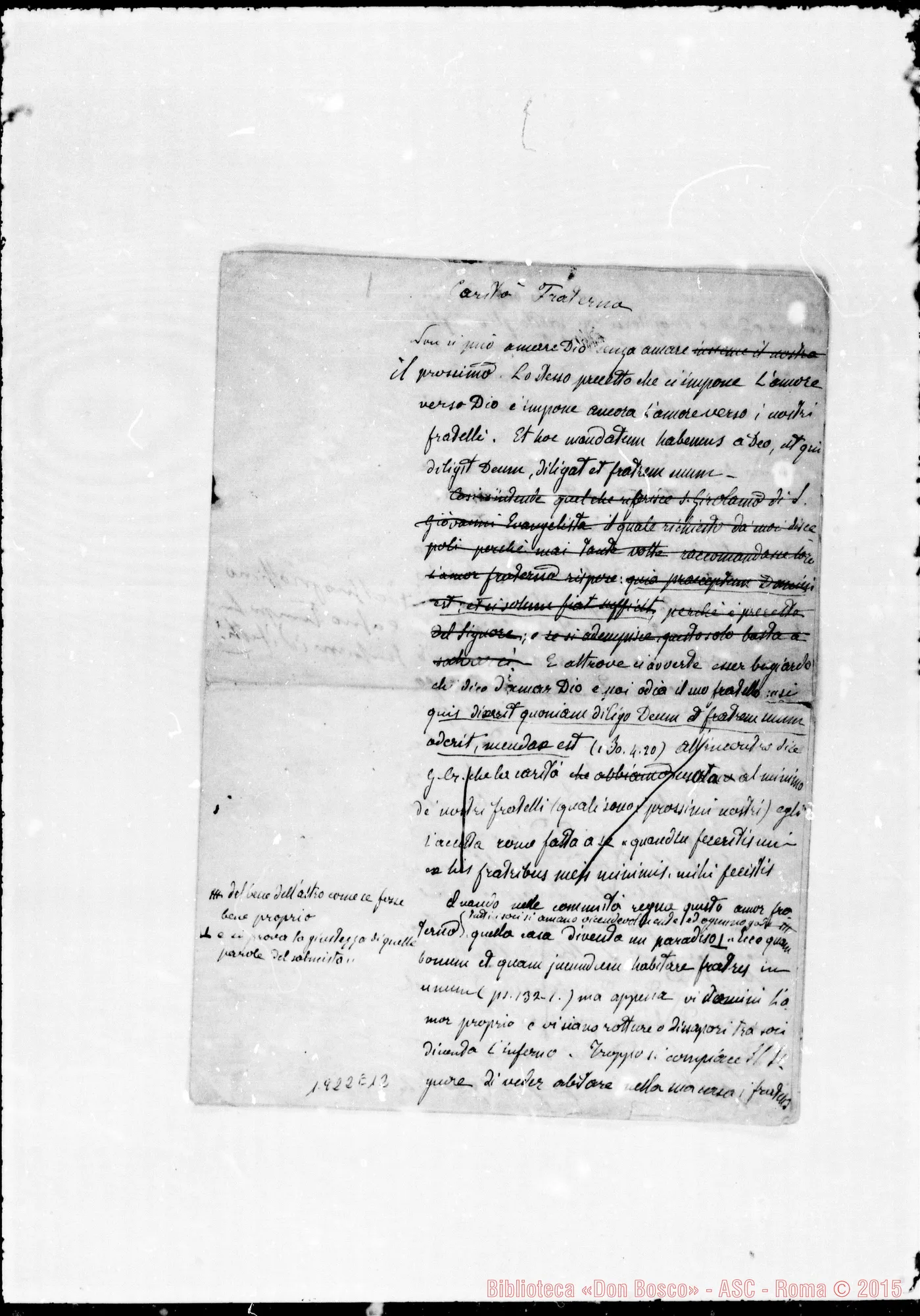 Fotogramma E 12 — INTRODUZIONE ALLE REGOLE: Carità fraterna. Ms. Barberis. Correz. Bosco