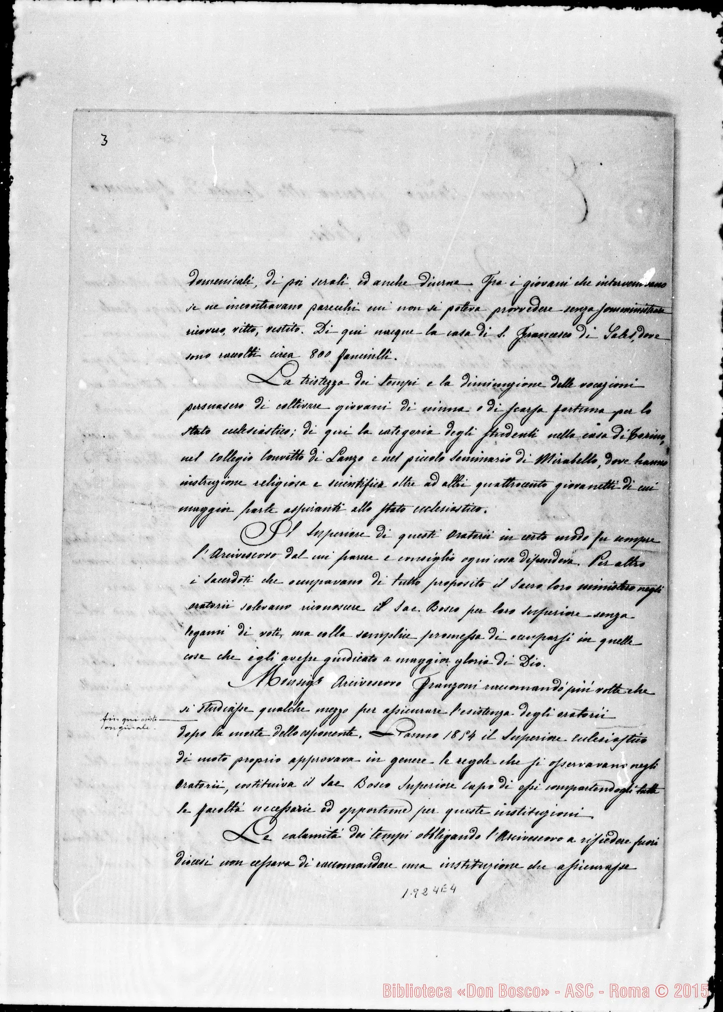 Fotogramma E 4 — Copia pulita A Mons. Ferrè di Casale. Firma autogr. Bosco