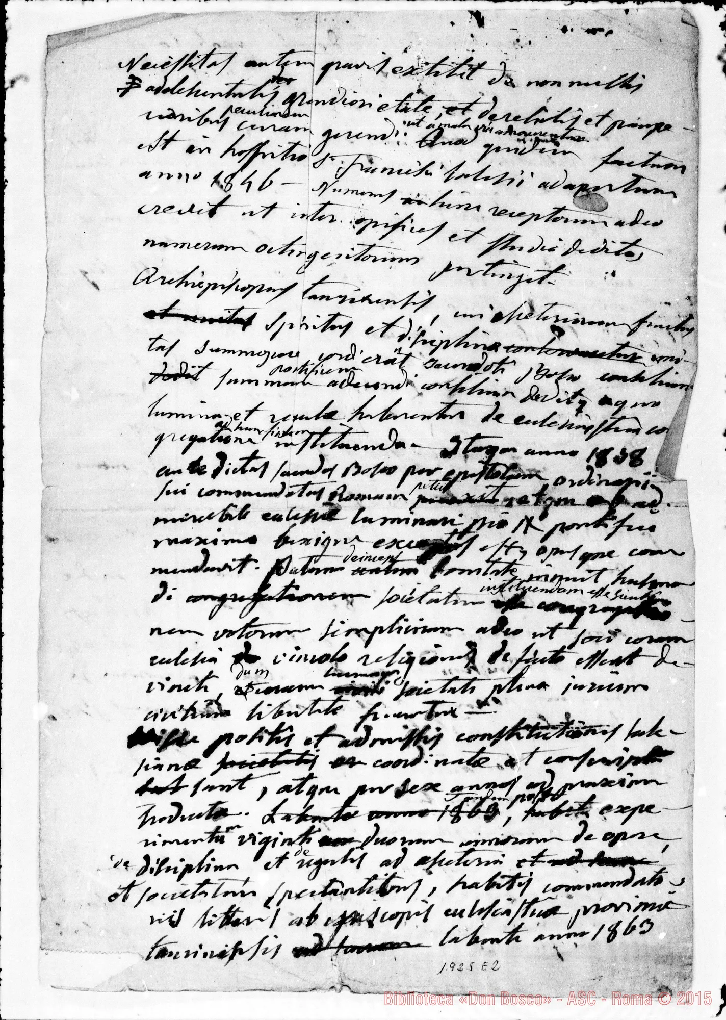 Fotogramma E 2 — «Notitia brevis Societatis Sancti Francisci… » Ms. autogr. Bosco