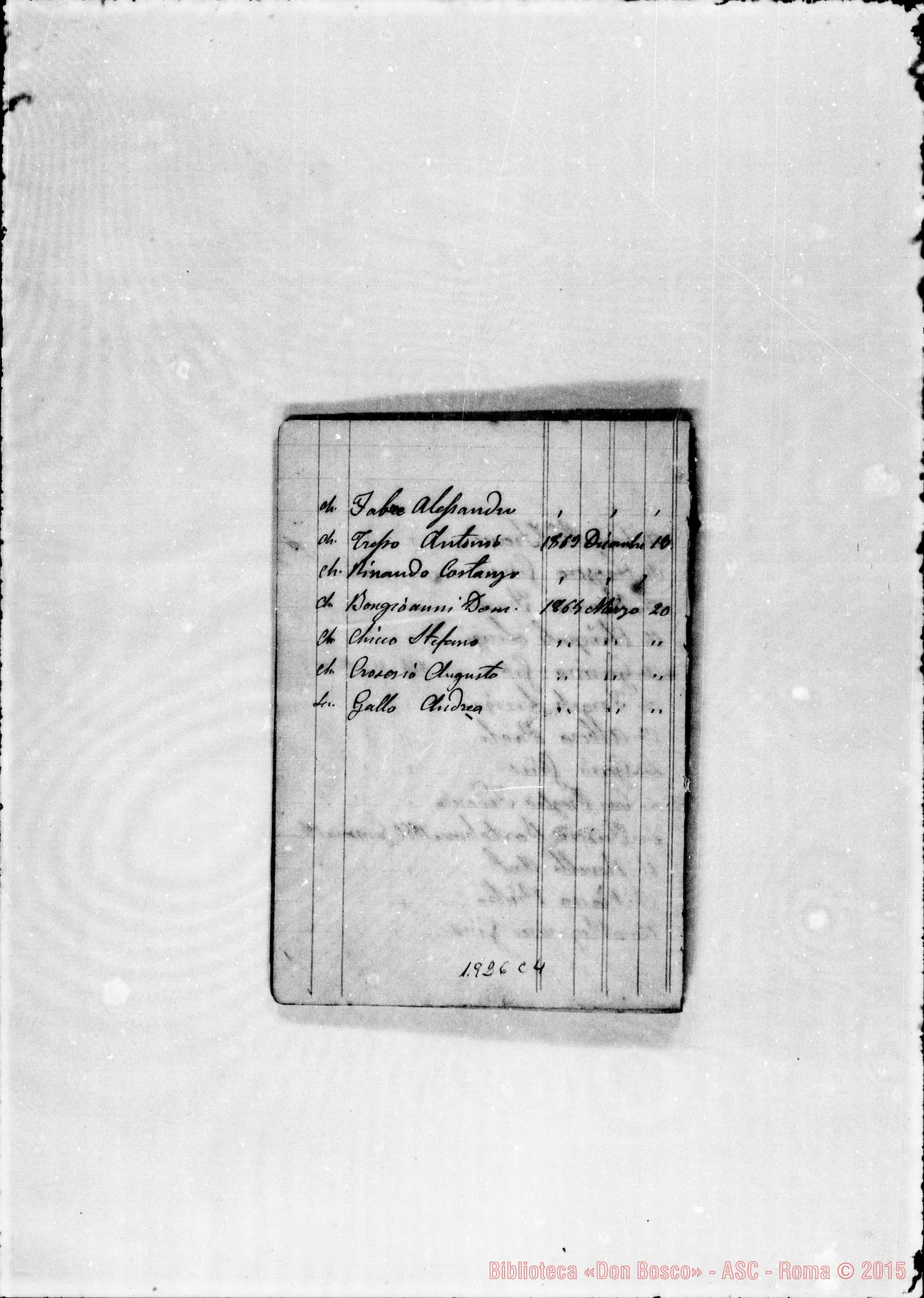 Fotogramma C 4 — 1860-64 Elenco ms. con la data di accettazione. Cfr. anche 1.941 C 1