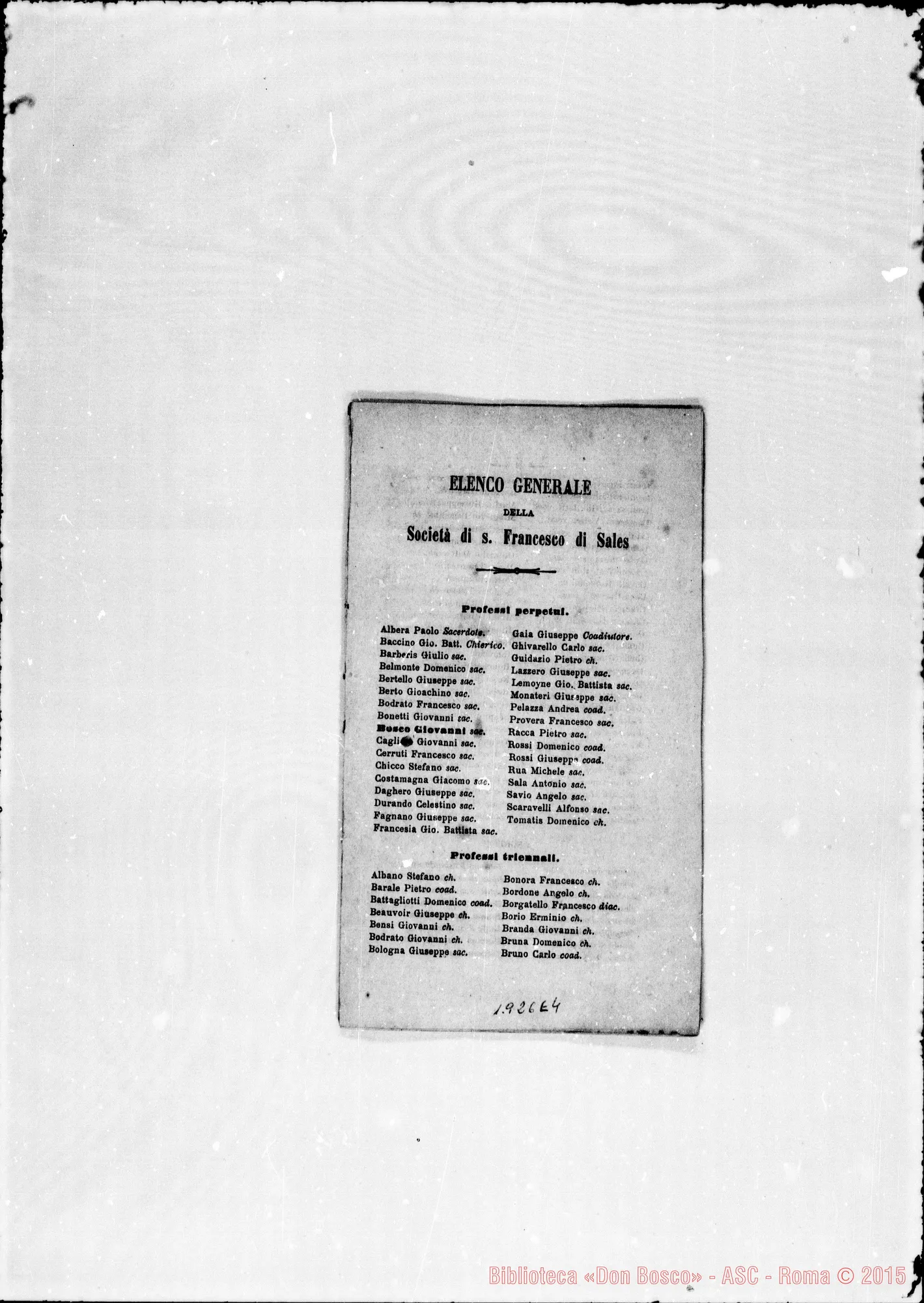 Fotogramma E 4 — 1872 Apertura di due nuove case: Genova E Varazze