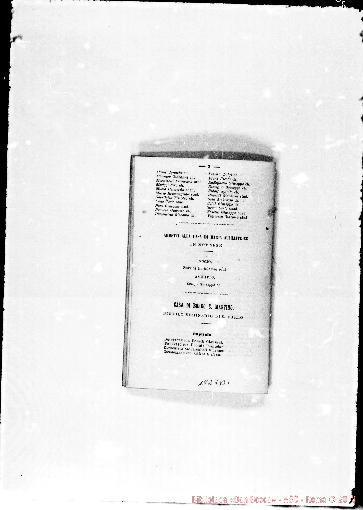 Fotogramma B 7 — 1874 « Dall’esiglio chiamati alla vita eterna nell’anno 1873»