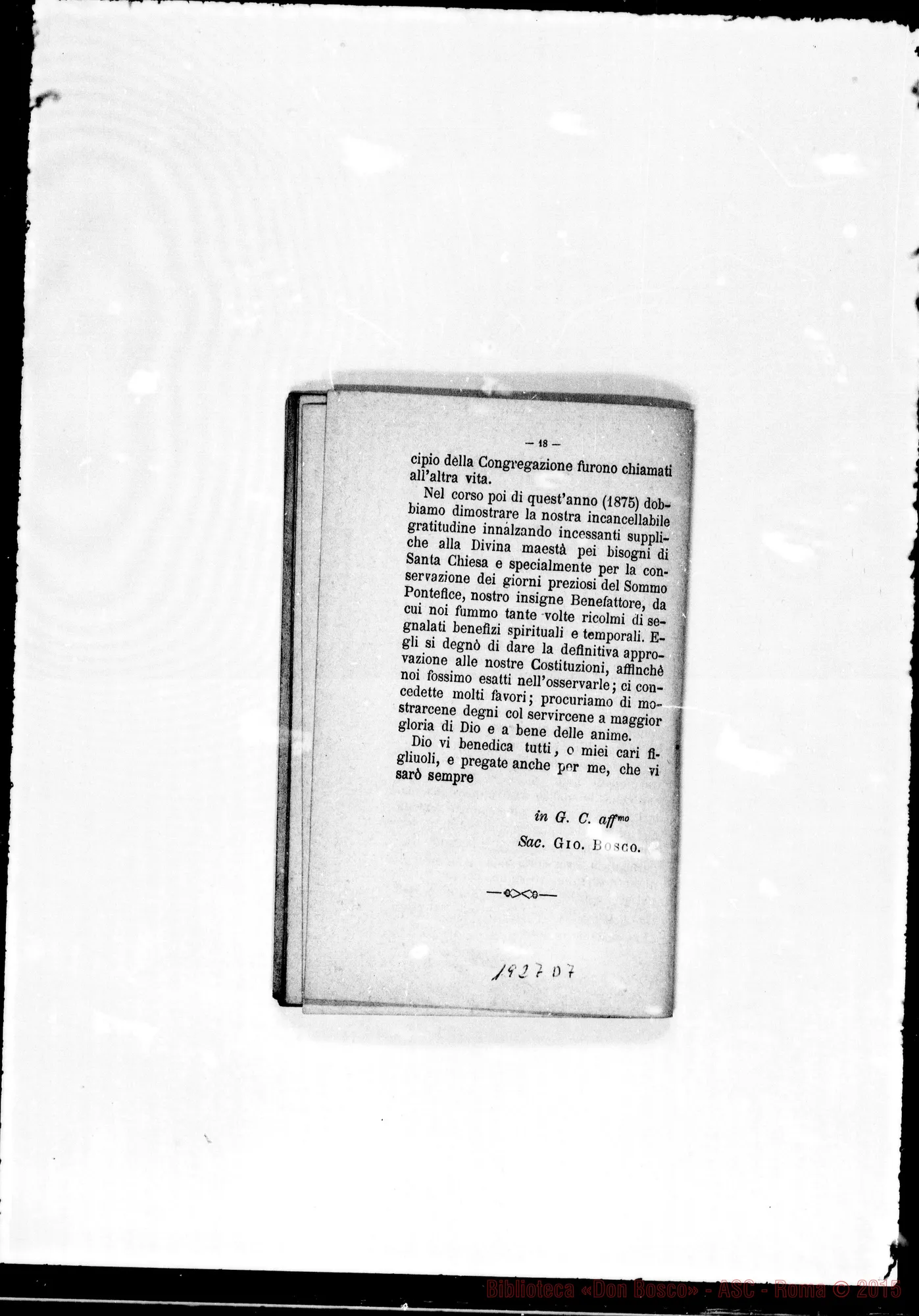 Fotogramma D 7 — 1875 Ms. Bosco in prima pagina. Lettera circolare e piccola biografia dei salesiani defunti nell’anno scorso