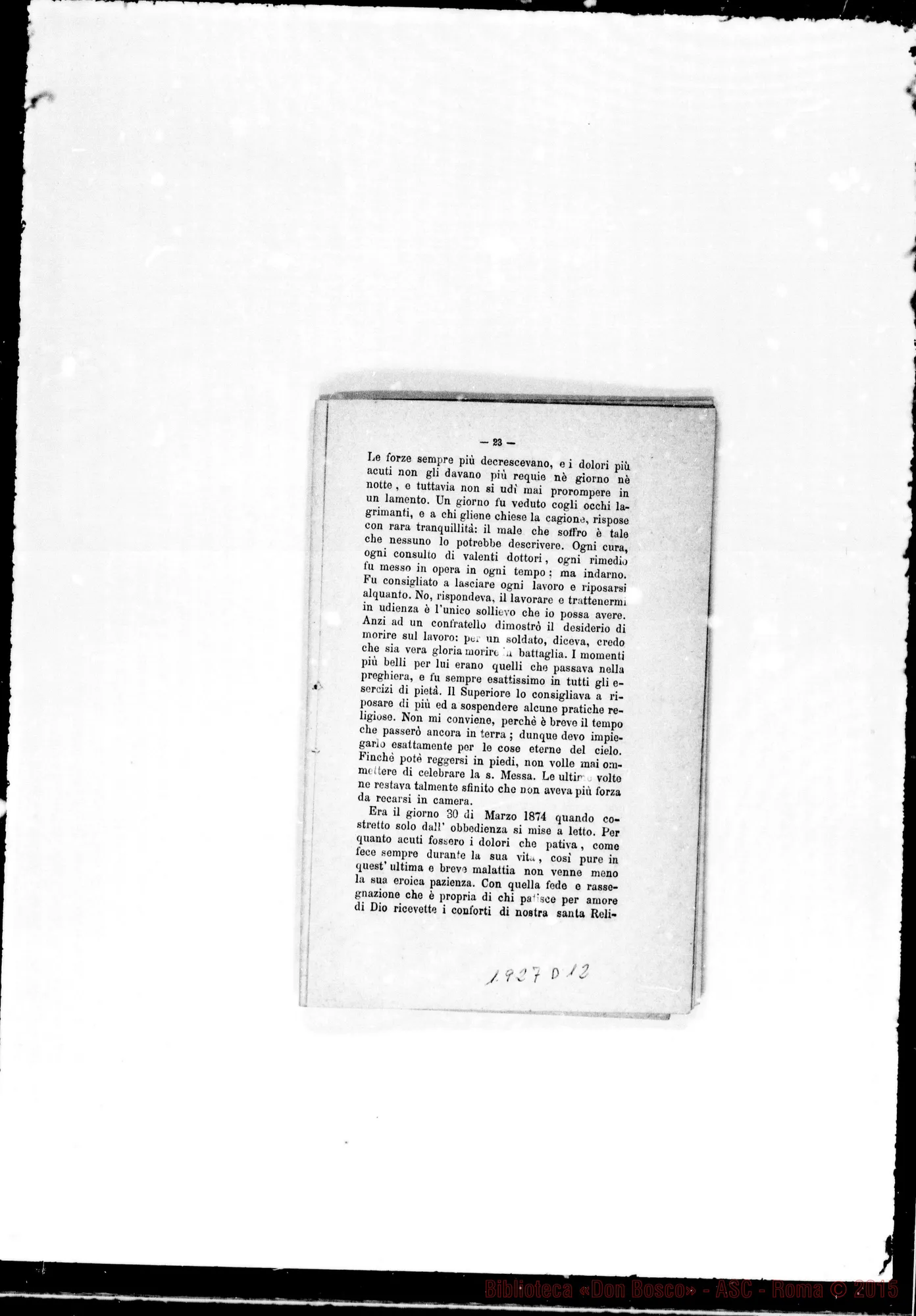 Fotogramma D 12 — 1875 Ms. Bosco in prima pagina. Lettera circolare e piccola biografia dei salesiani defunti nell’anno scorso