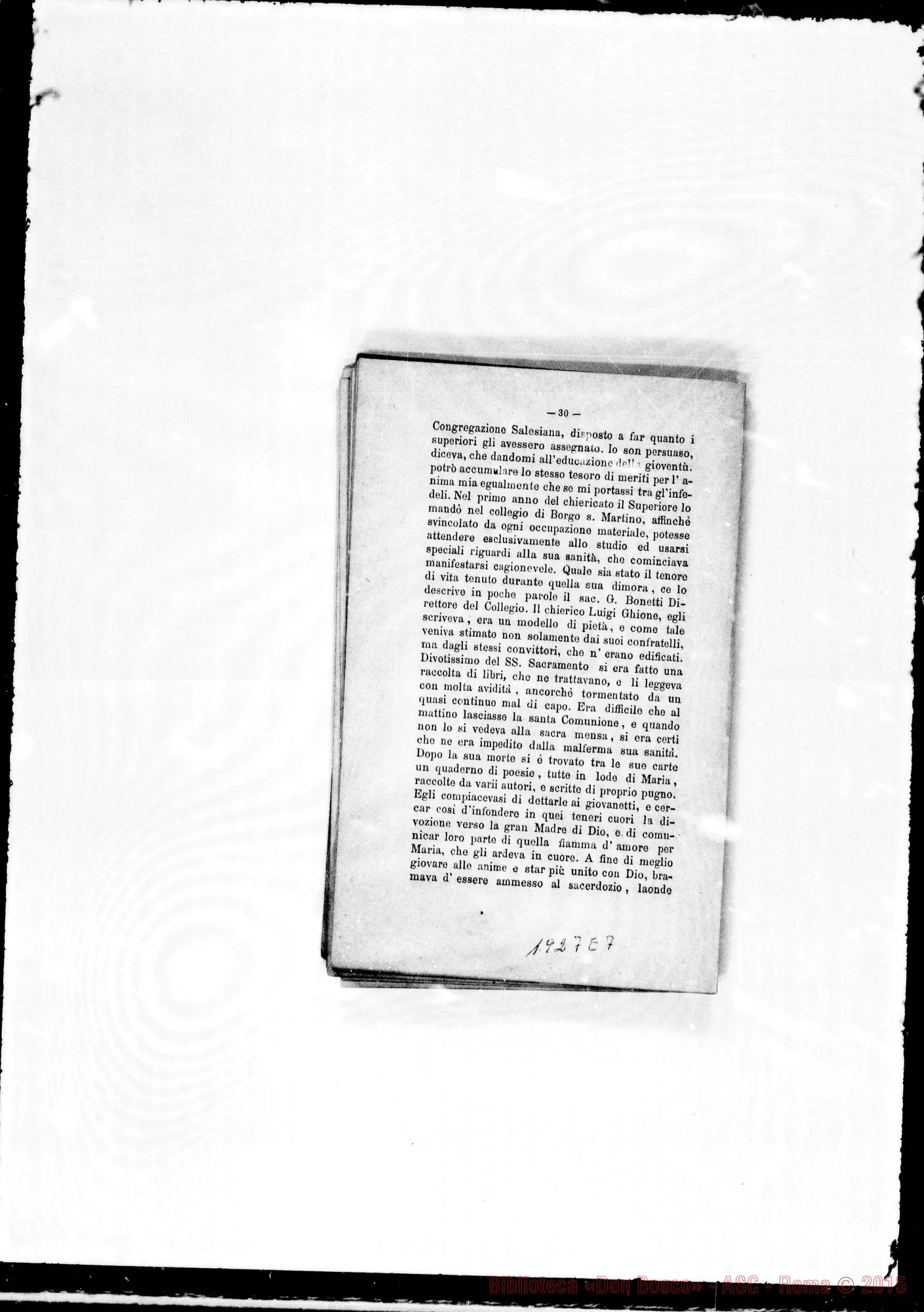 Fotogramma E 7 — 1875 Ms. Bosco in prima pagina. Lettera circolare e piccola biografia dei salesiani defunti nell’anno scorso