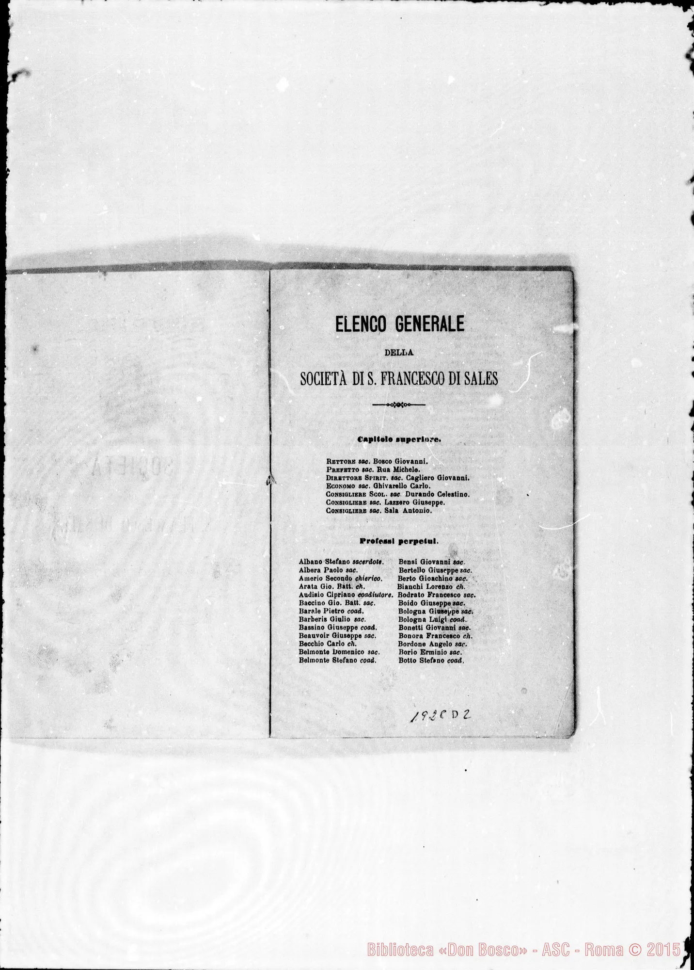 Fotogramma D 2 — 1877 Appaiono le Province Romana E Americana. Appare anche la carica d’archivista nella persona di D. Berto Gioachino
