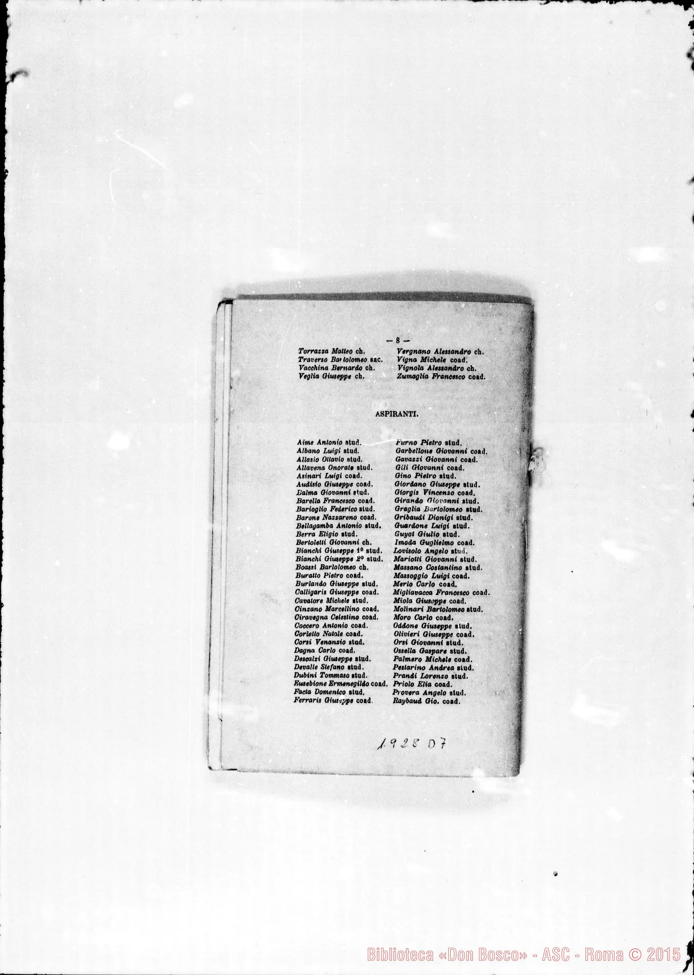 Fotogramma D 7 — 1877 Appaiono le Province Romana E Americana. Appare anche la carica d’archivista nella persona di D. Berto Gioachino