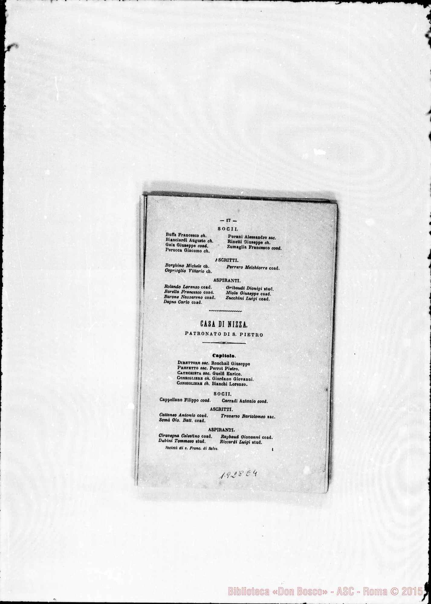 Fotogramma E 4 — 1877 Appaiono le Province Romana E Americana. Appare anche la carica d’archivista nella persona di D. Berto Gioachino