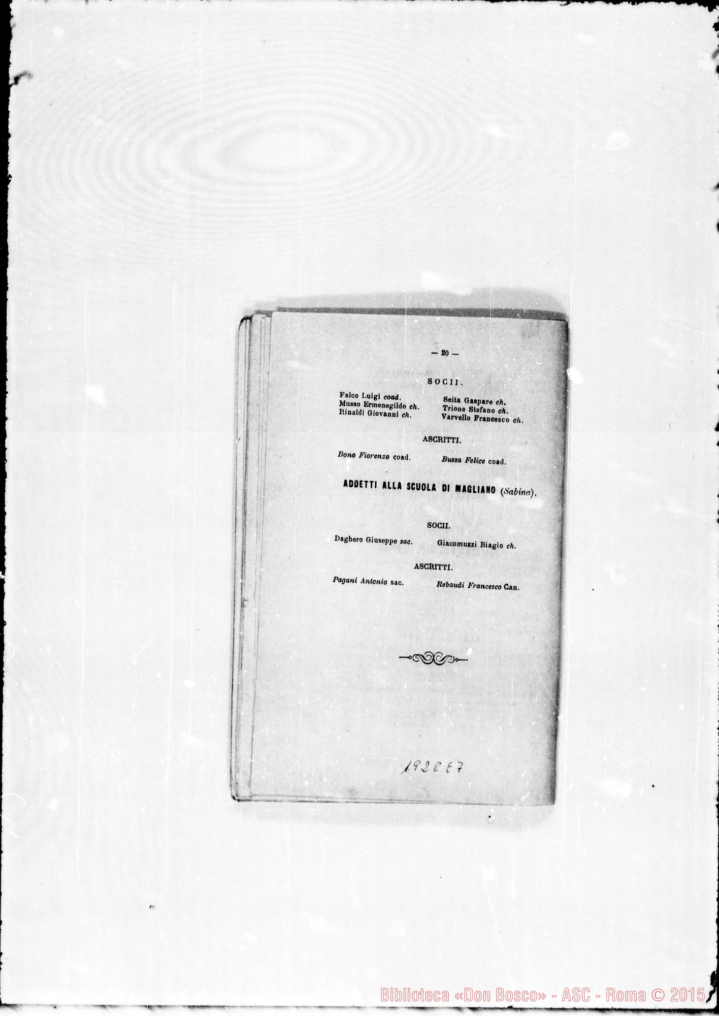 Fotogramma E 7 — 1877 Appaiono le Province Romana E Americana. Appare anche la carica d’archivista nella persona di D. Berto Gioachino