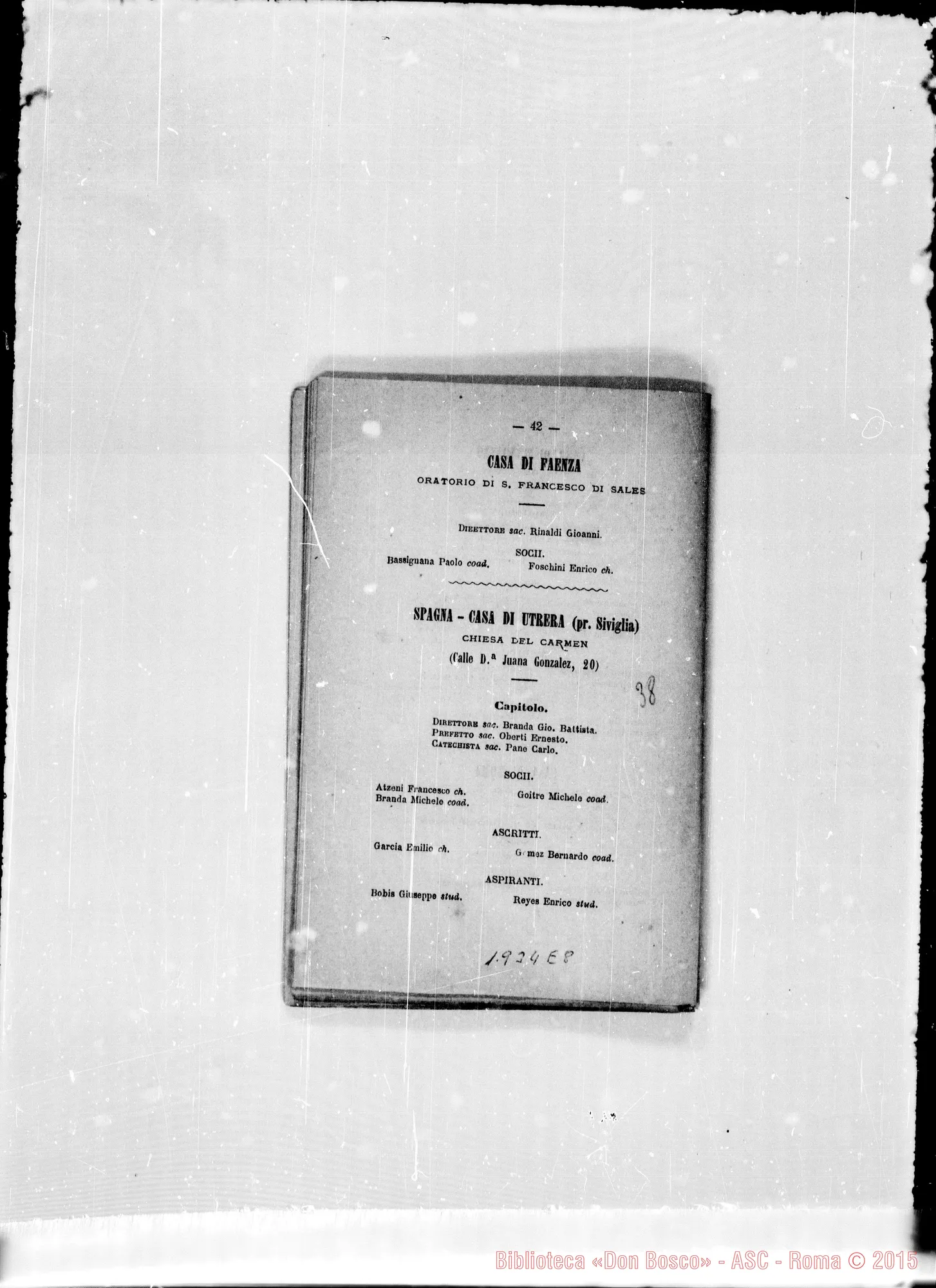 Fotogramma E 8 — 1882 Appare l’Ispettoria Francese E dell’Uruguay. Appare la casa di Utrera nella Spagna