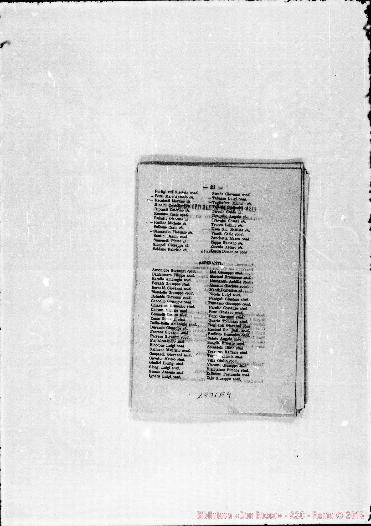 Fotogramma A 4 — 1884 Ispettorie: Argentina, Francese, Ligure, Piemontese, Romana, Uruguayana