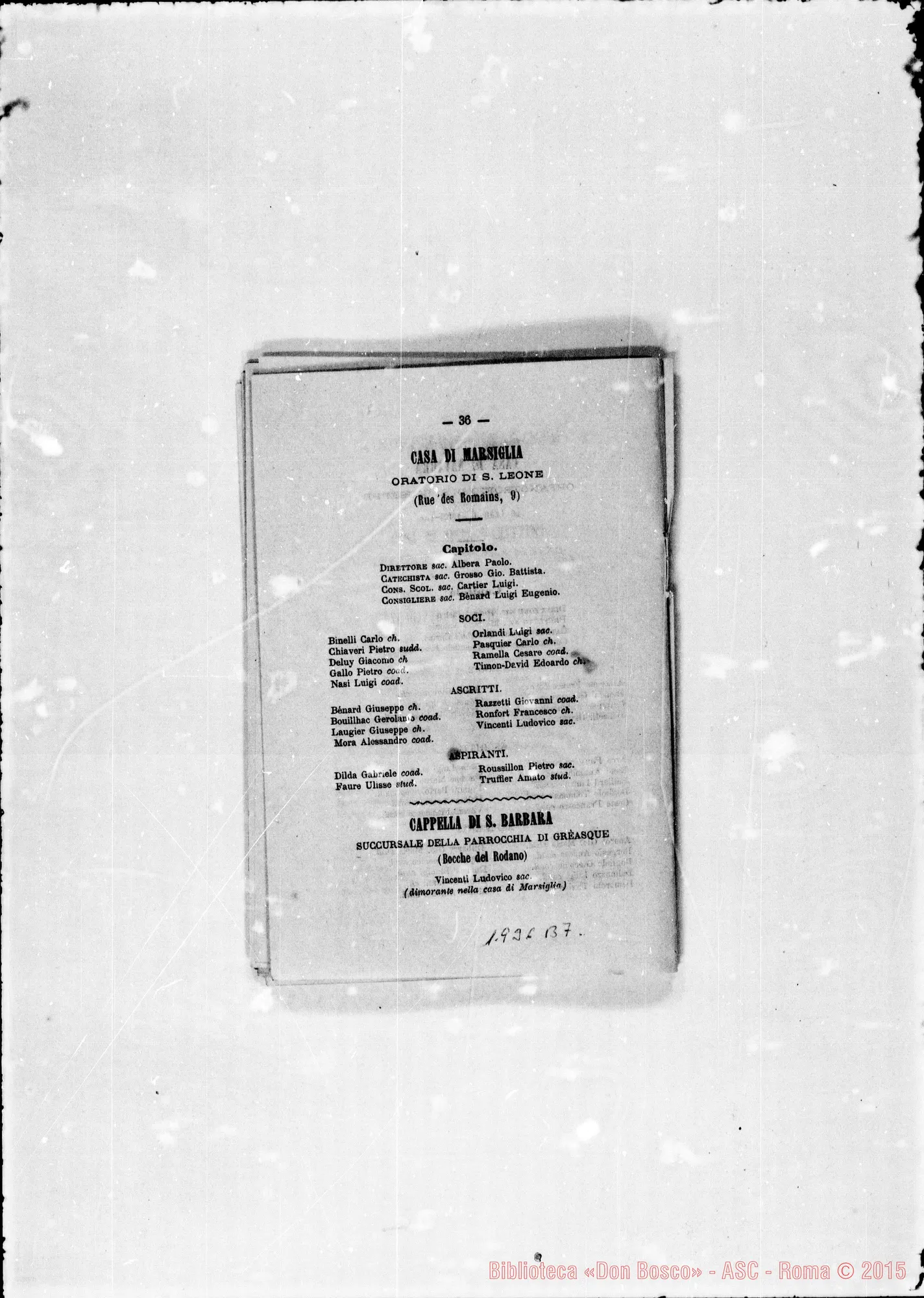 Fotogramma B 7 — 1884 Ispettorie: Argentina, Francese, Ligure, Piemontese, Romana, Uruguayana